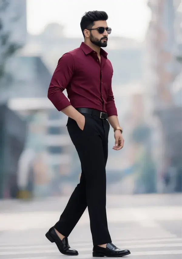 Maroon Shirt Pant Combination