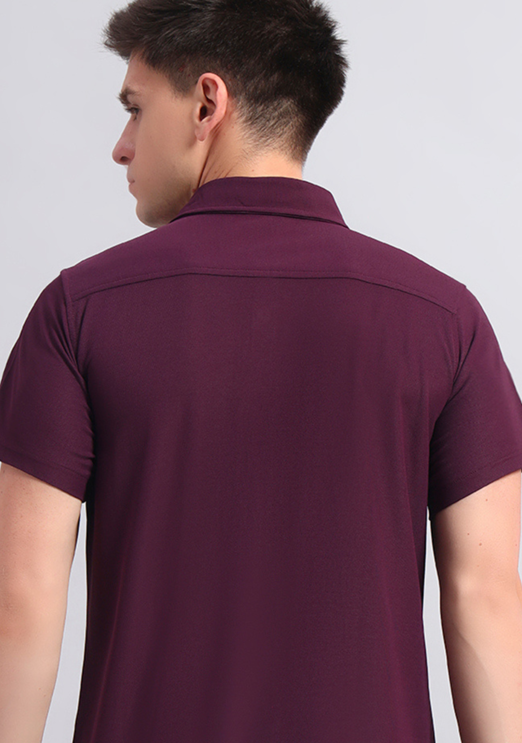 Berry Wine Half Sleeve Versatile Shirt