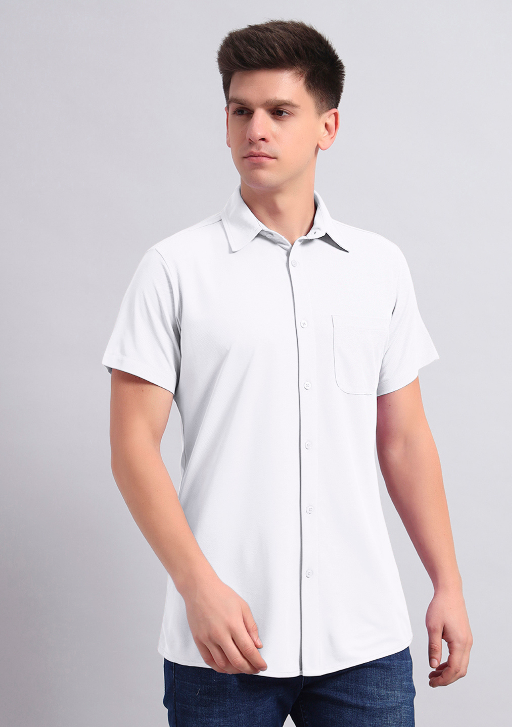Crisp White Half Sleeve Versatile Shirt