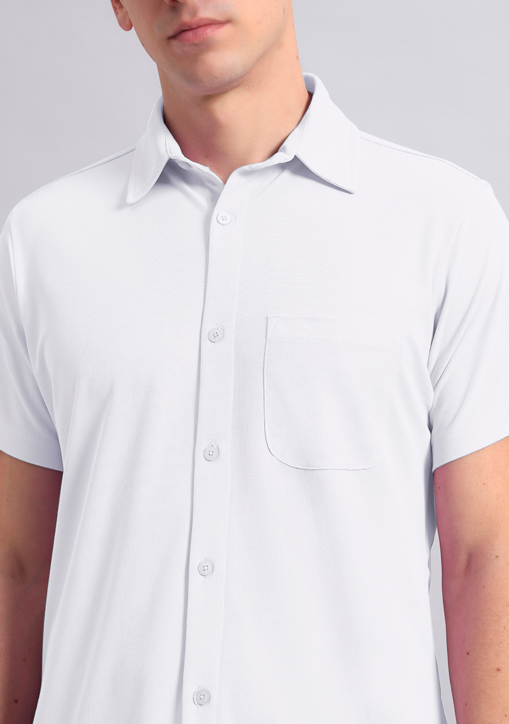 Crisp White Half Sleeve Versatile Shirt