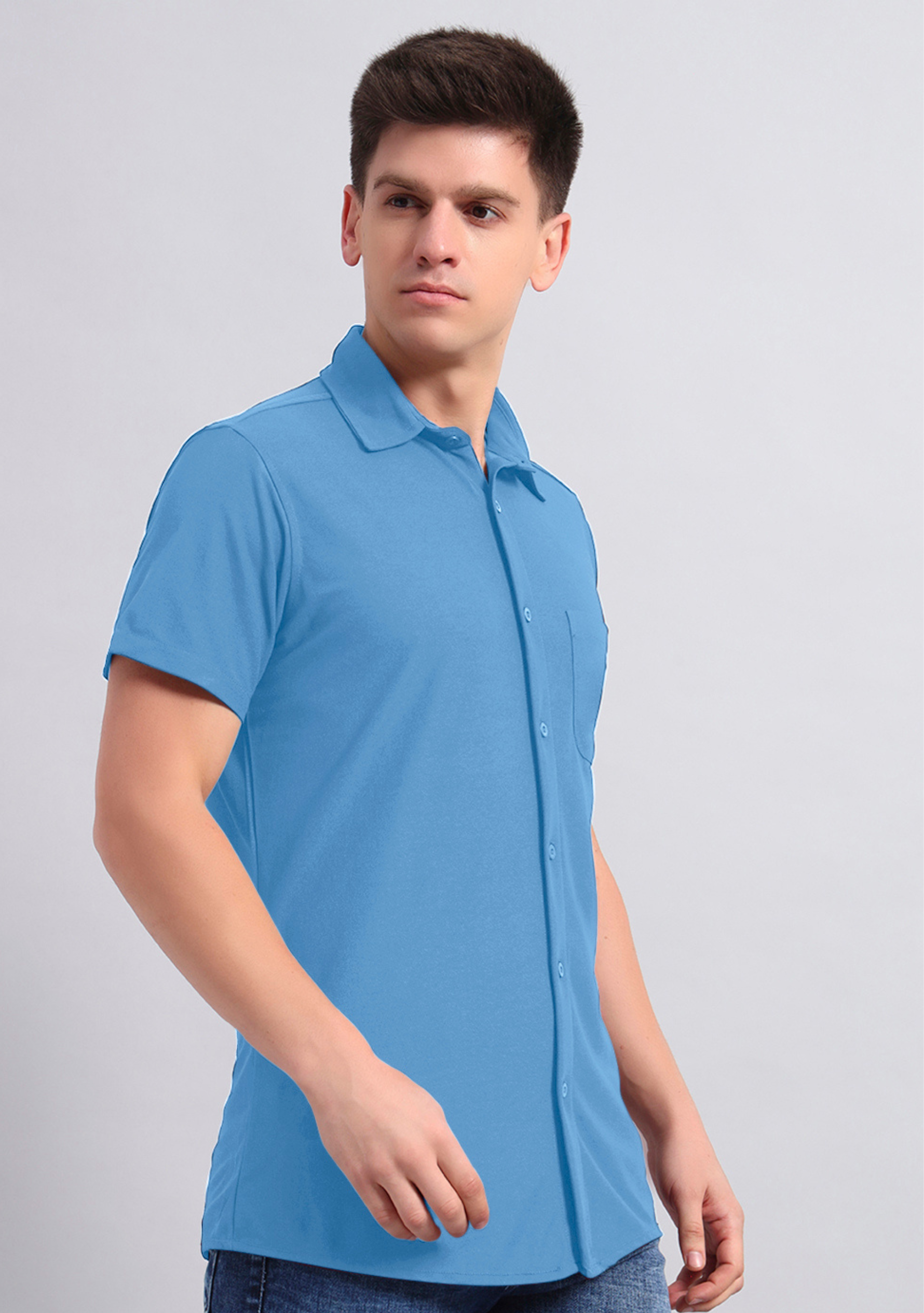 Pastel Blue Half Sleeve Versatile Shirt - The Manatomy