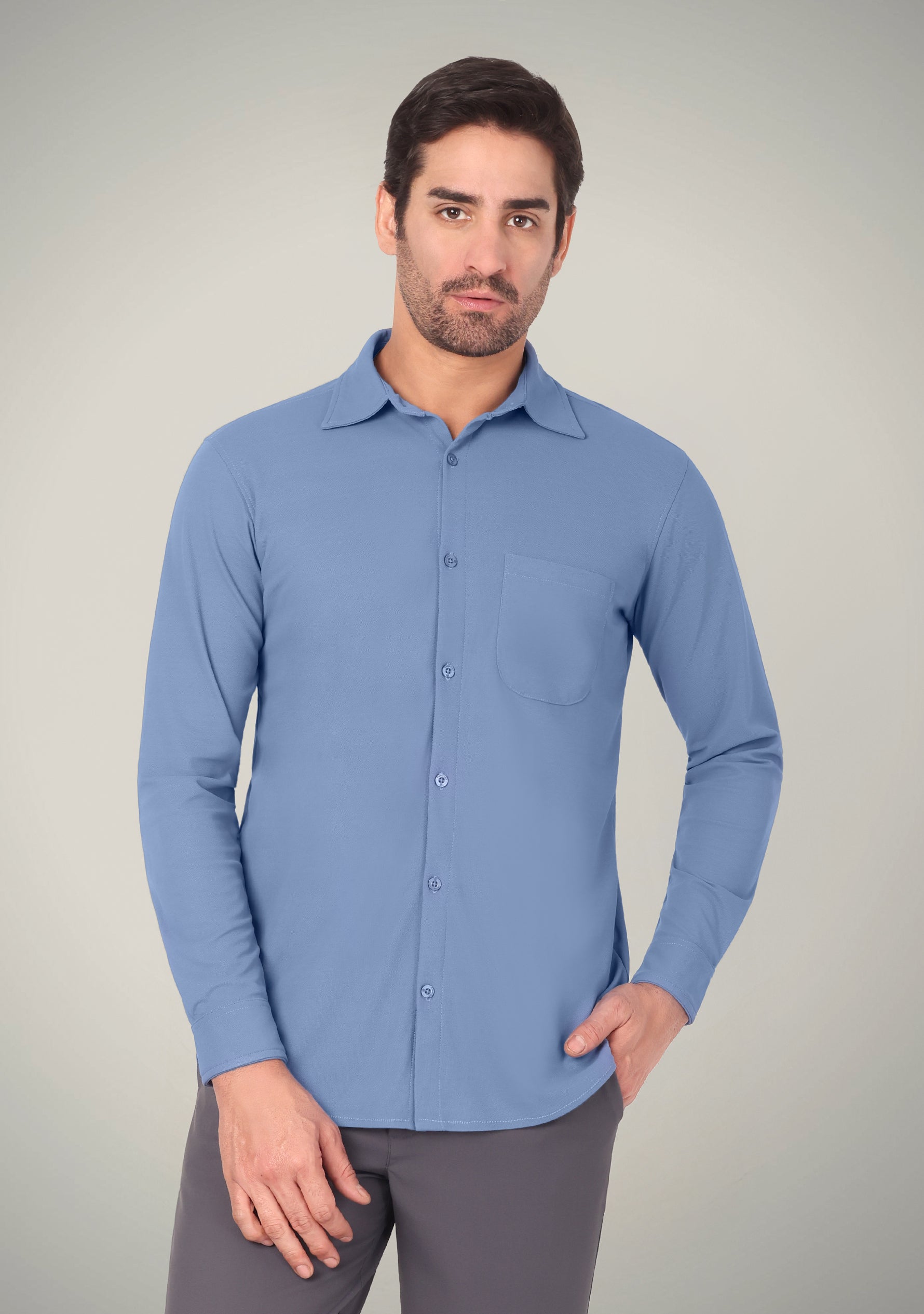 Steel Blue Full Sleeve Versatile Shirt