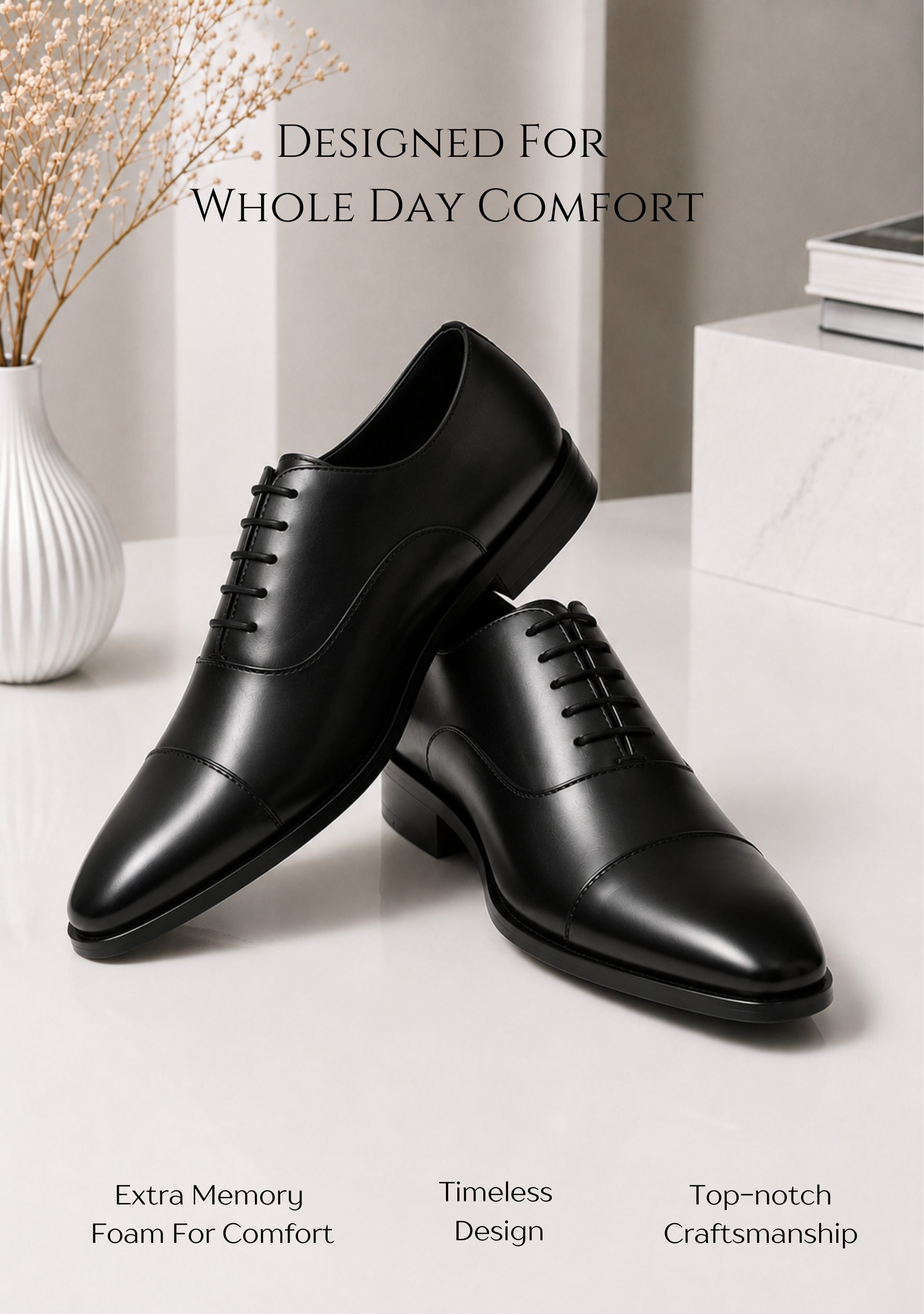 Prestige Cap Toe Black Shoes