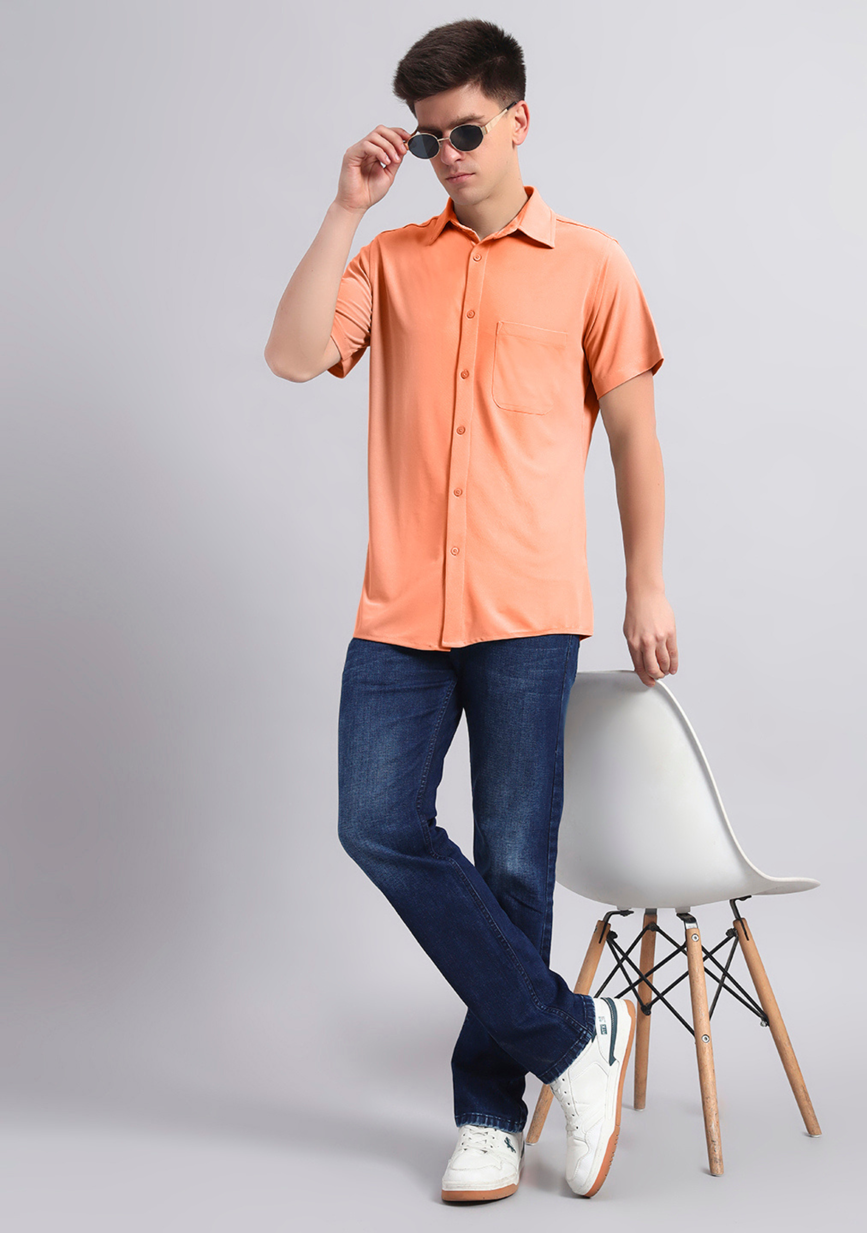 Light Salmon Half Sleeve Versatile Shirt - The Manatomy