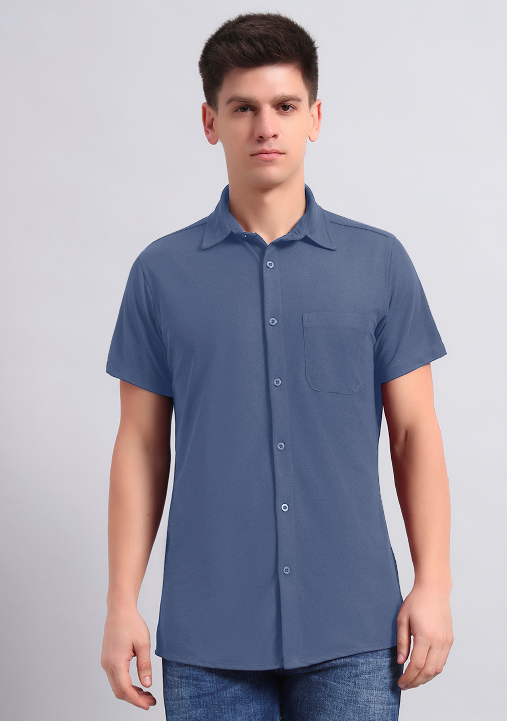 Pearl Grey Half Sleeve Versatile Shirt