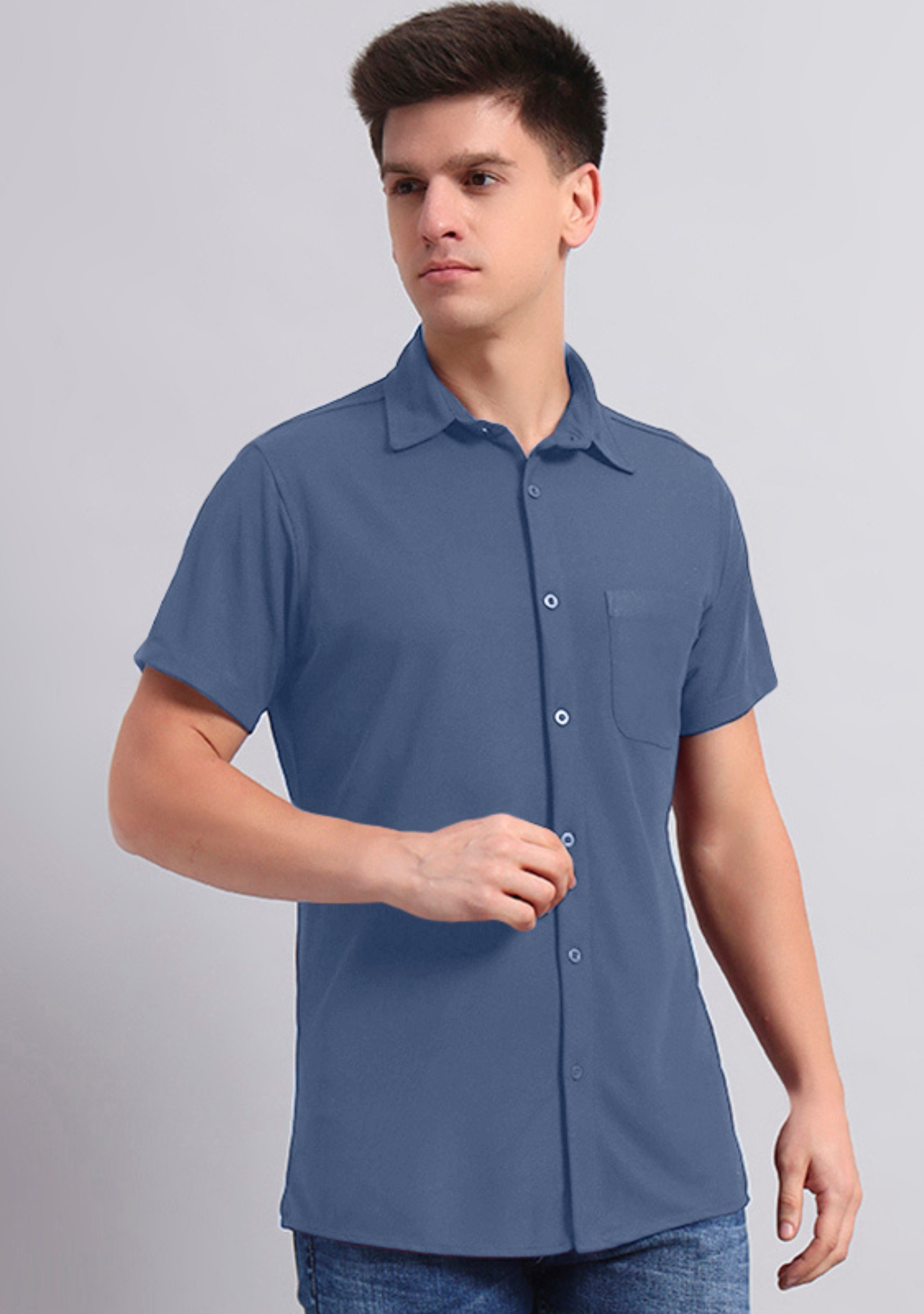 Pearl Grey Half Sleeve Versatile Shirt