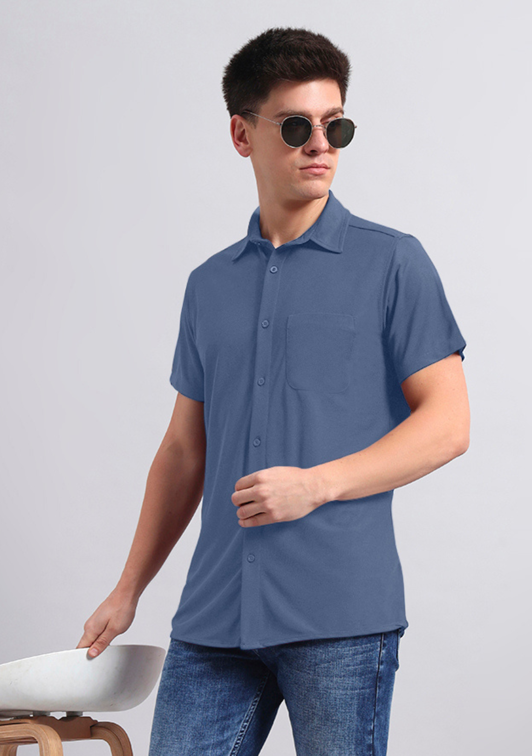 Pearl Grey Half Sleeve Versatile Shirt