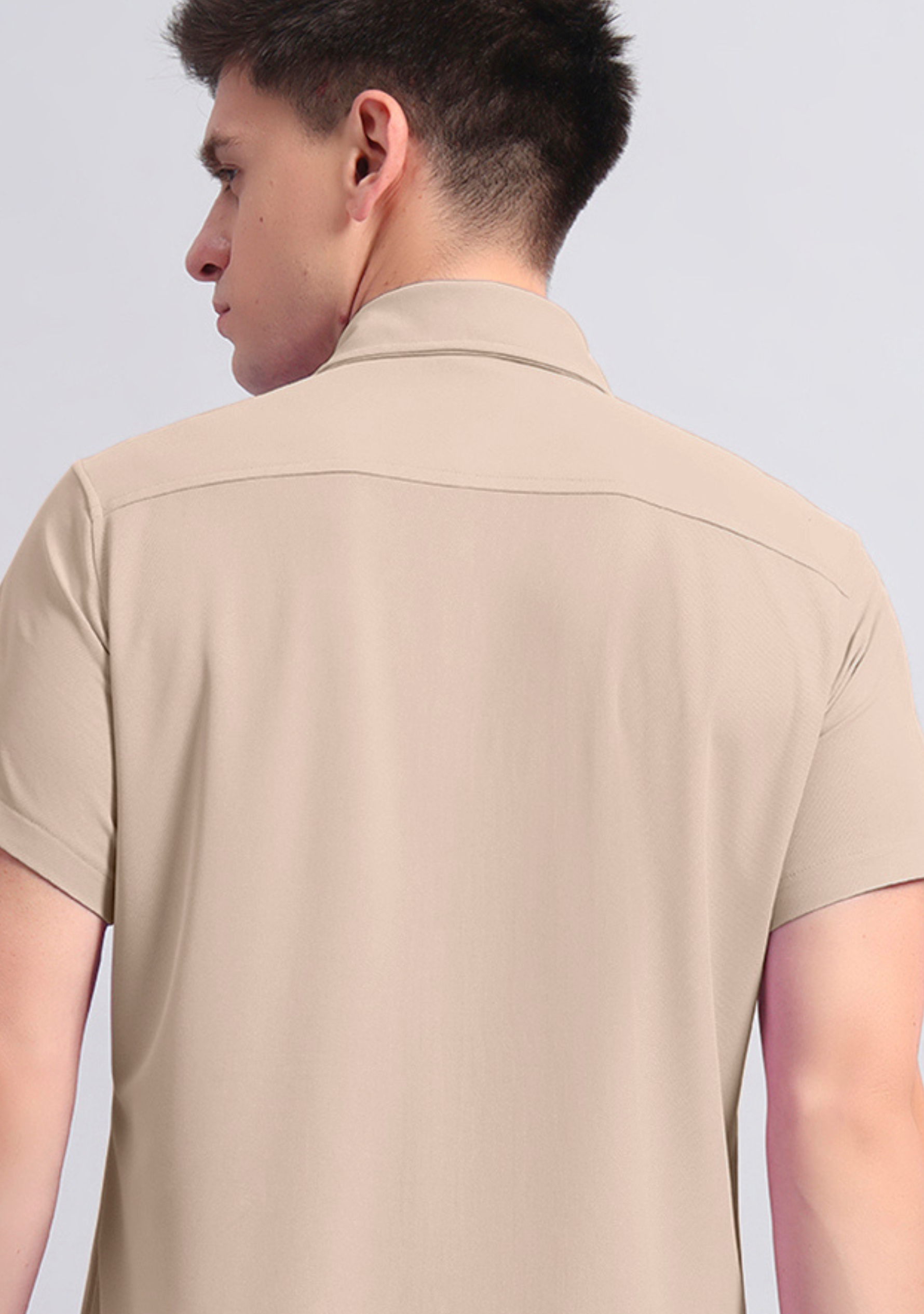 Beige Half Sleeve Versatile Shirt