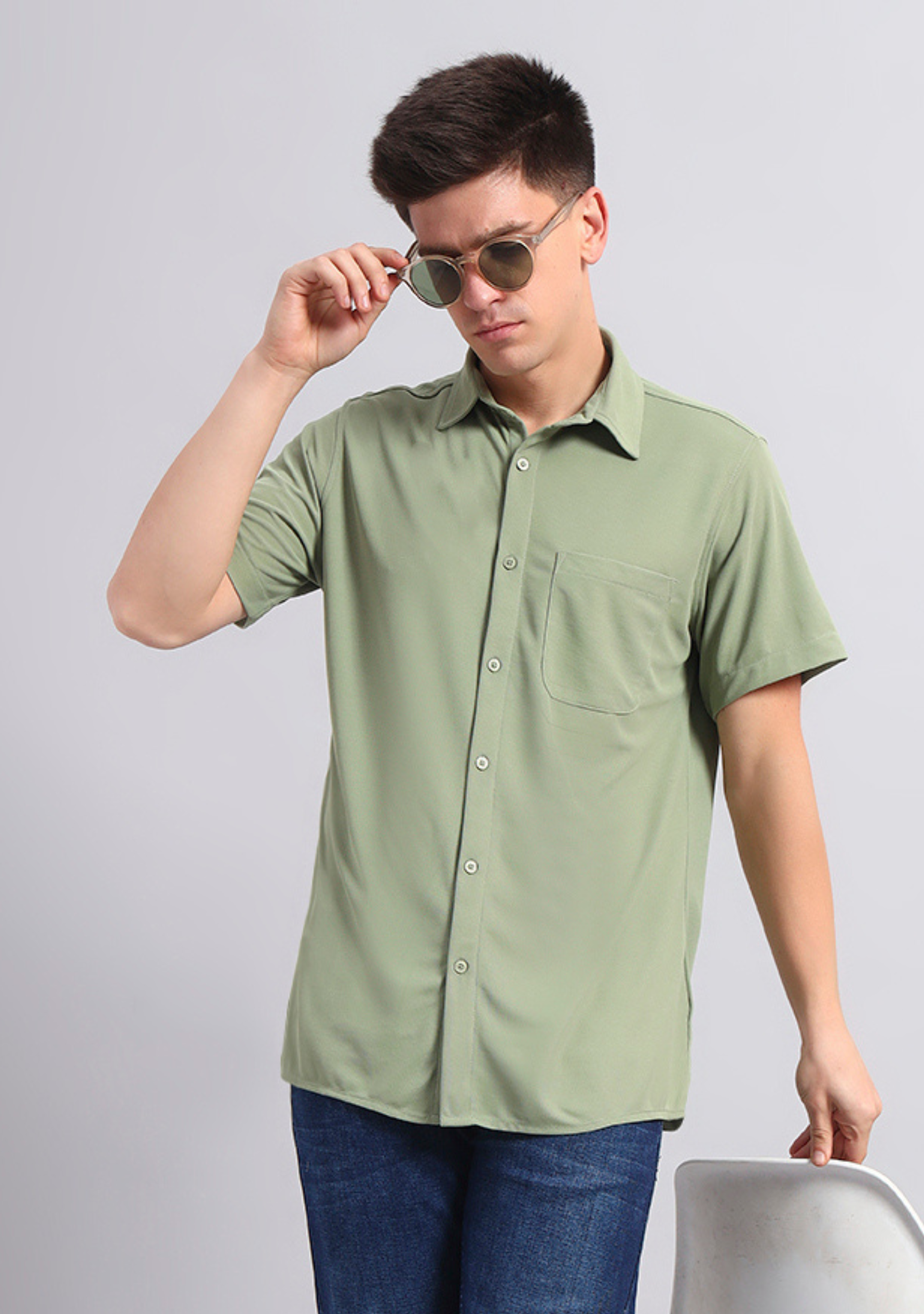 Laurel Green Half Sleeve Versatile Shirt