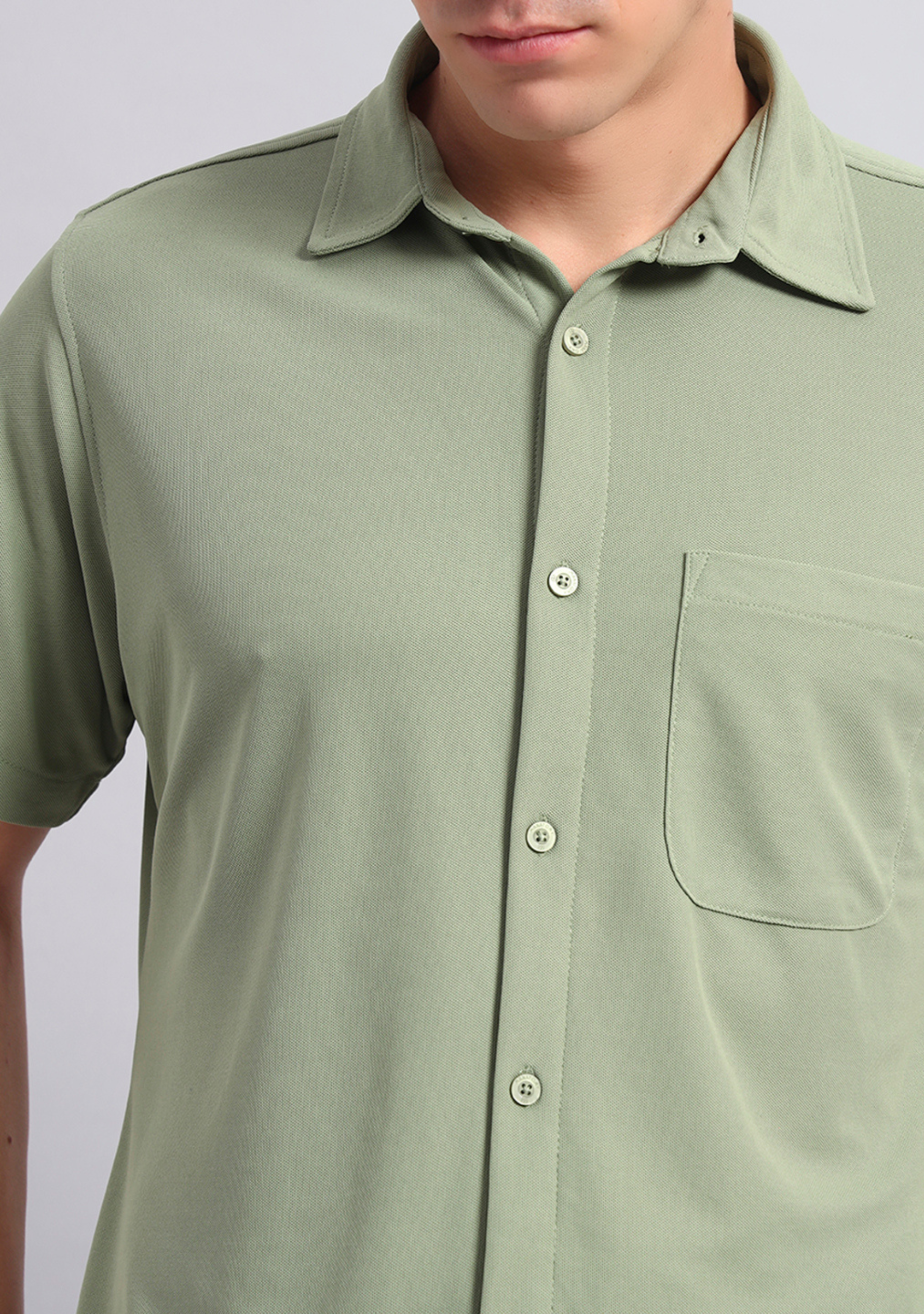 Laurel Green Half Sleeve Versatile Shirt