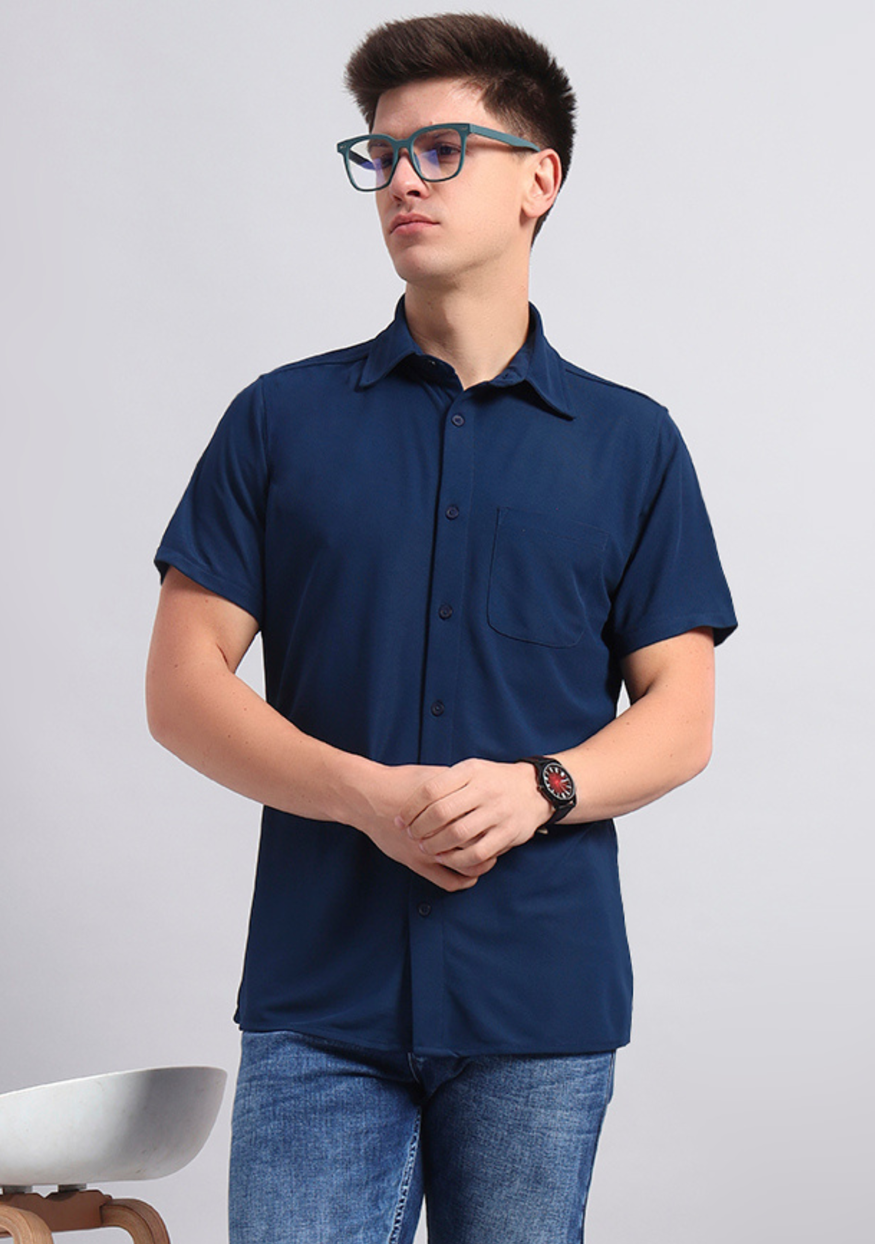 True Navy Half Sleeve Versatile Shirt