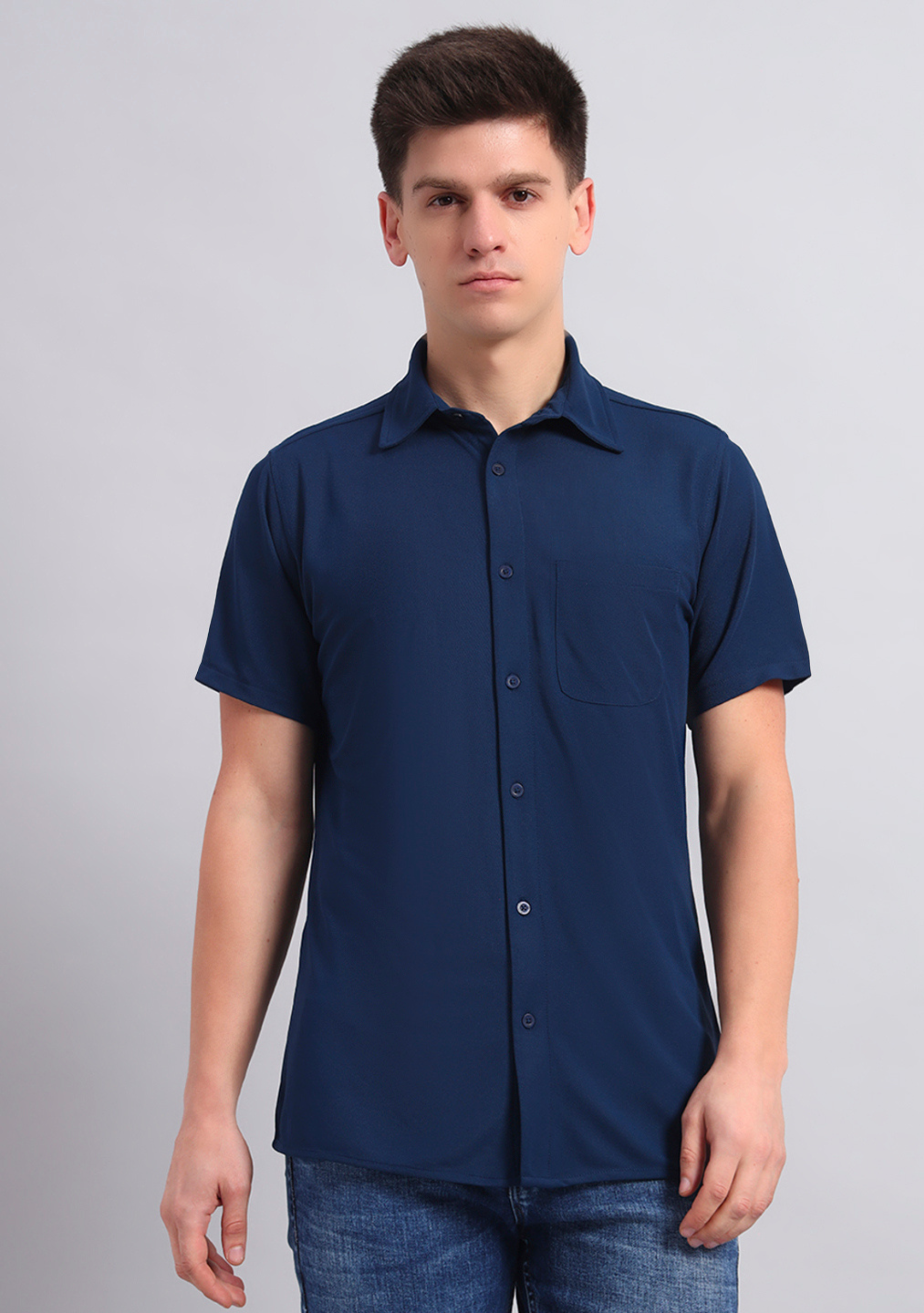 True Navy Half Sleeve Versatile Shirt