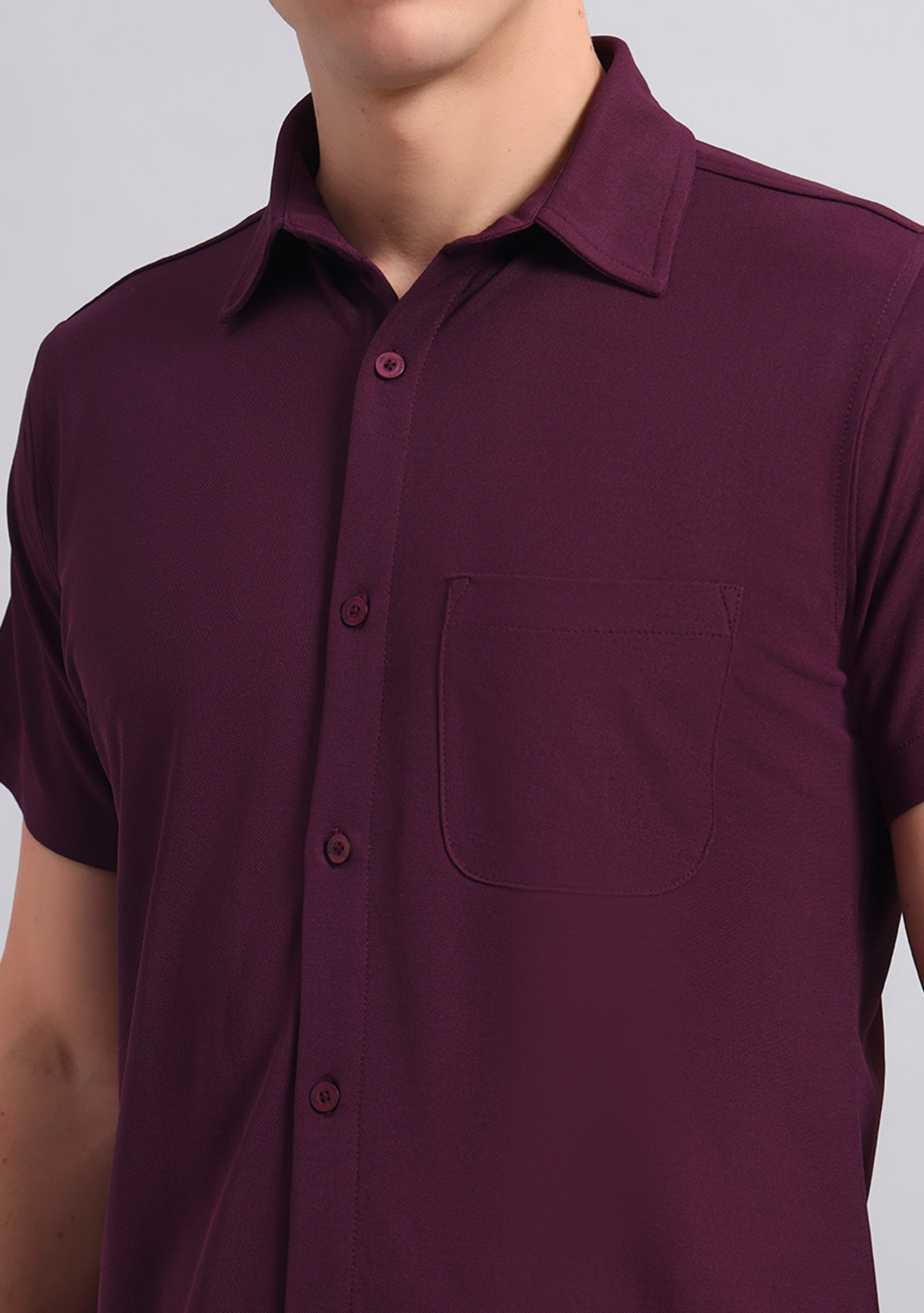 Berry Wine Half Sleeve Versatile Shirt