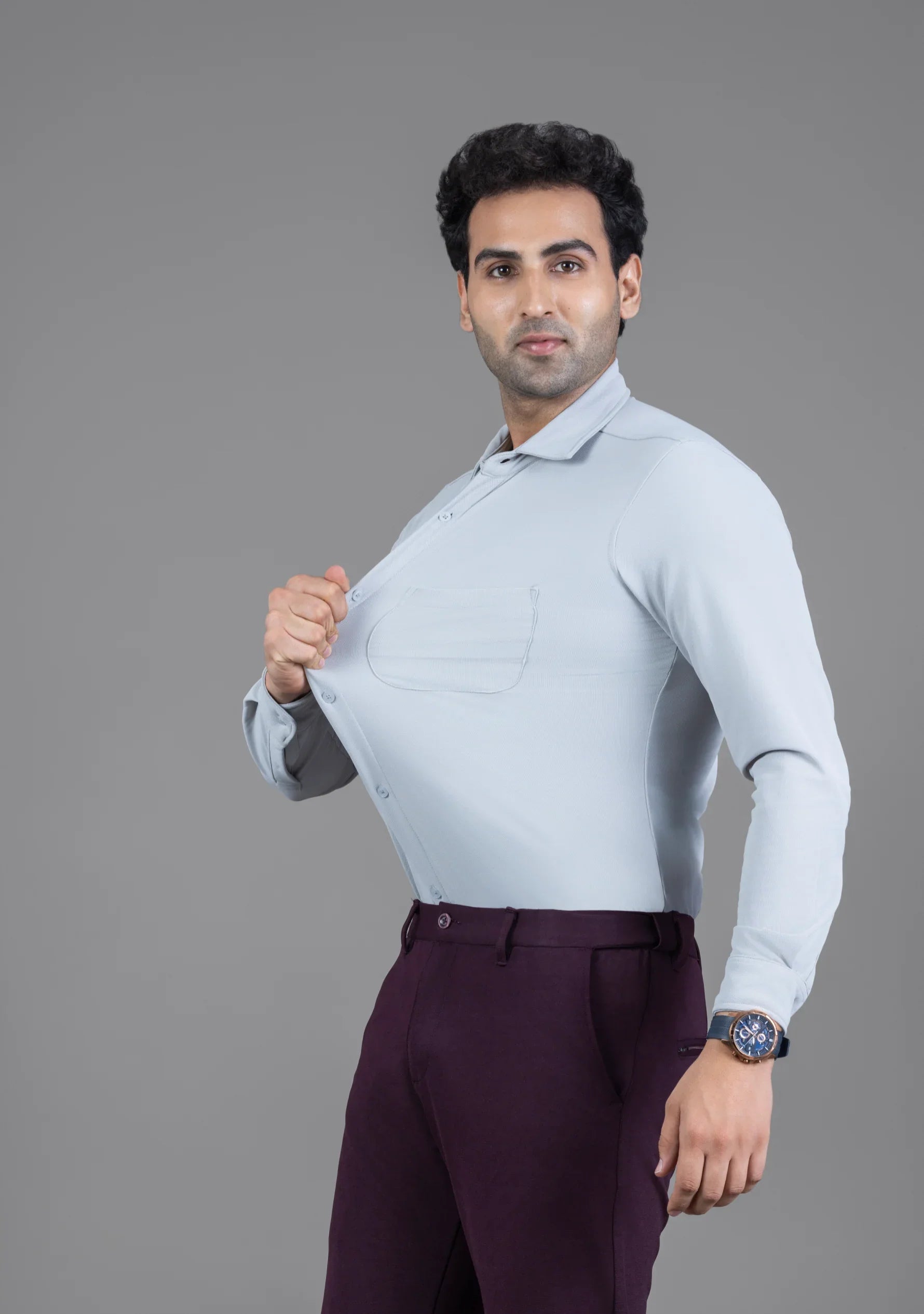 Clear Grey Full Sleeve Versatile Shirt - The Manatomy