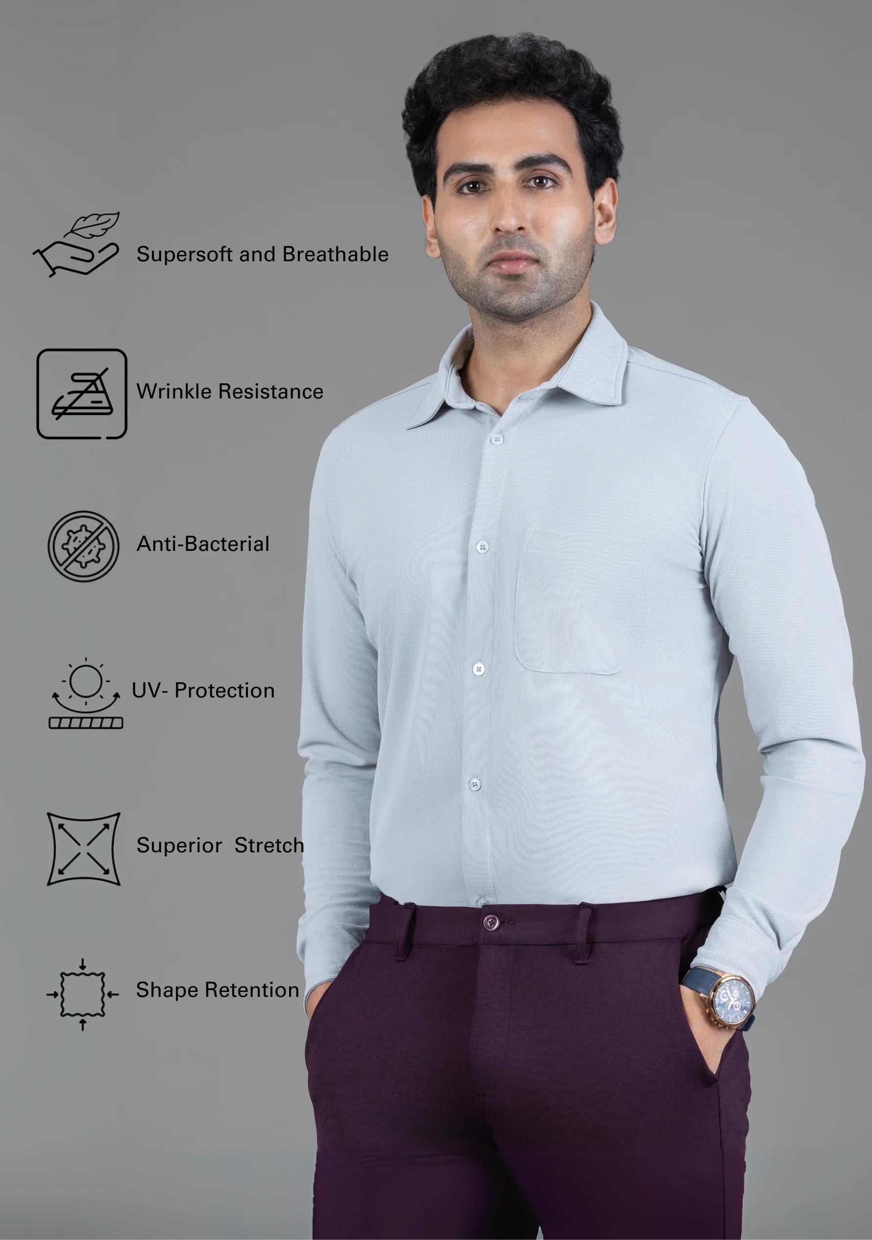 Clear Grey Full Sleeve Versatile Shirt - The Manatomy