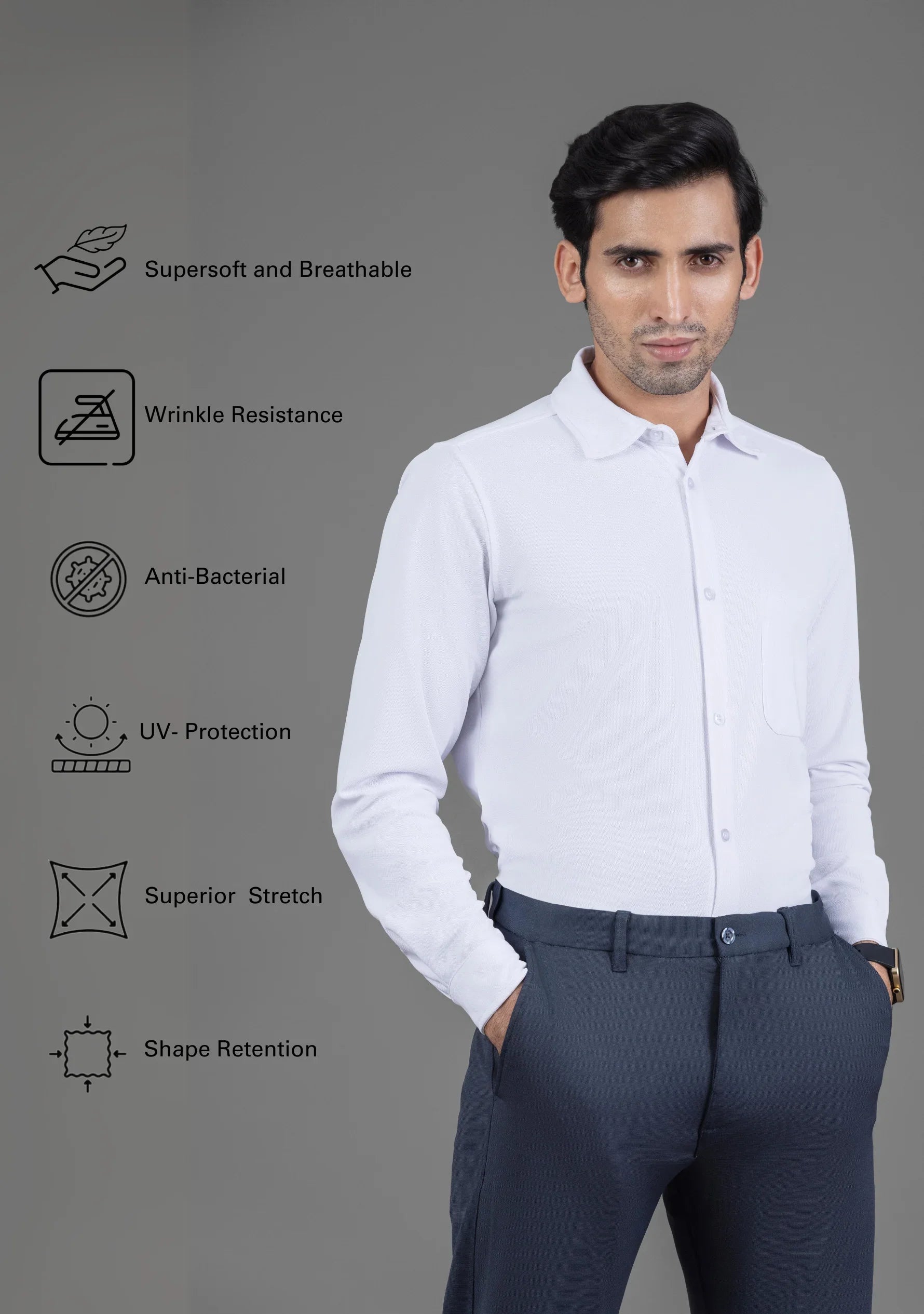 Crisp White Full Sleeve Versatile Shirt - The Manatomy