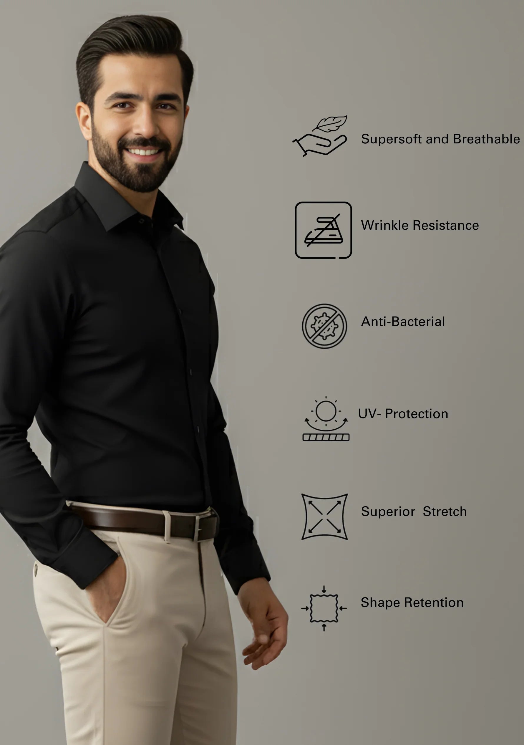 Jet Black Full Sleeve Versatile Shirt - The Manatomy