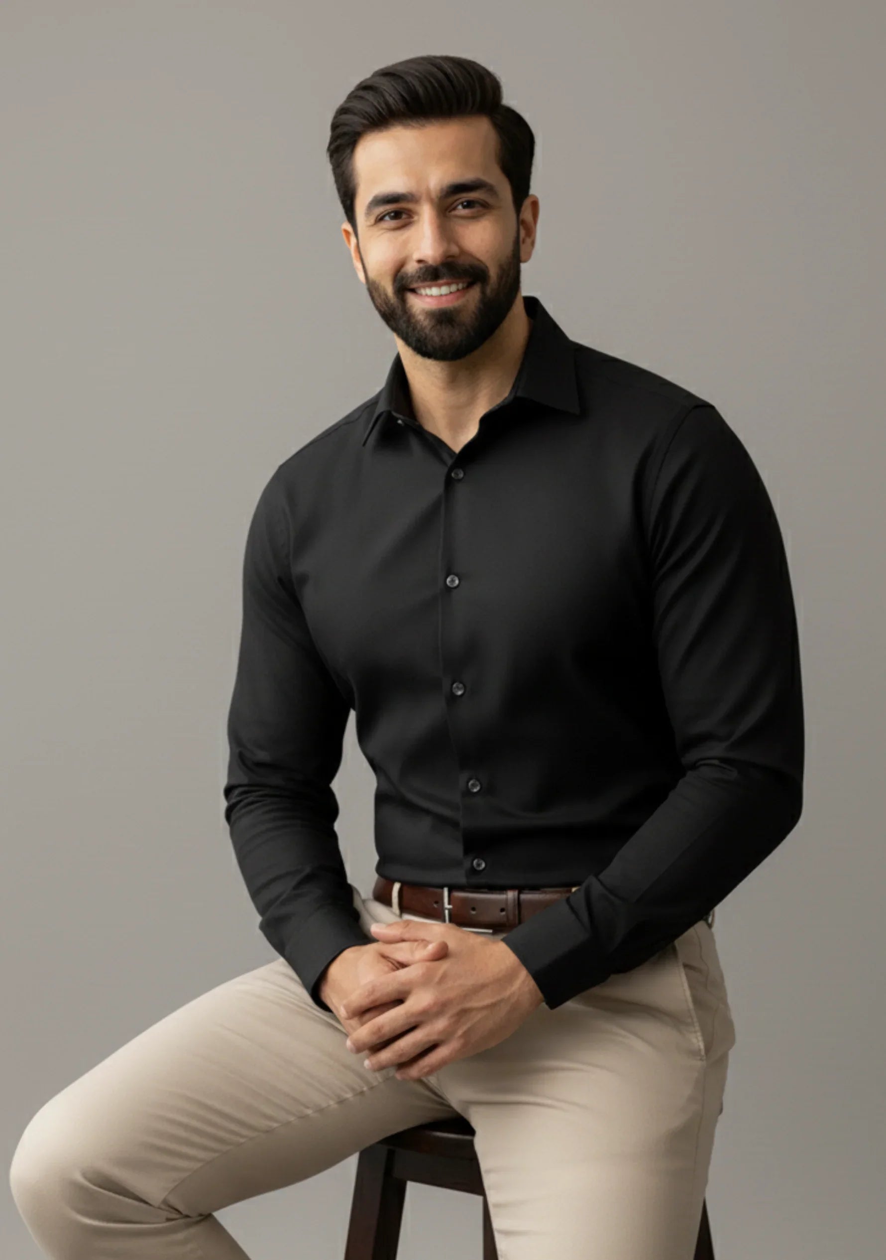 Jet Black Full Sleeve Versatile Shirt - The Manatomy