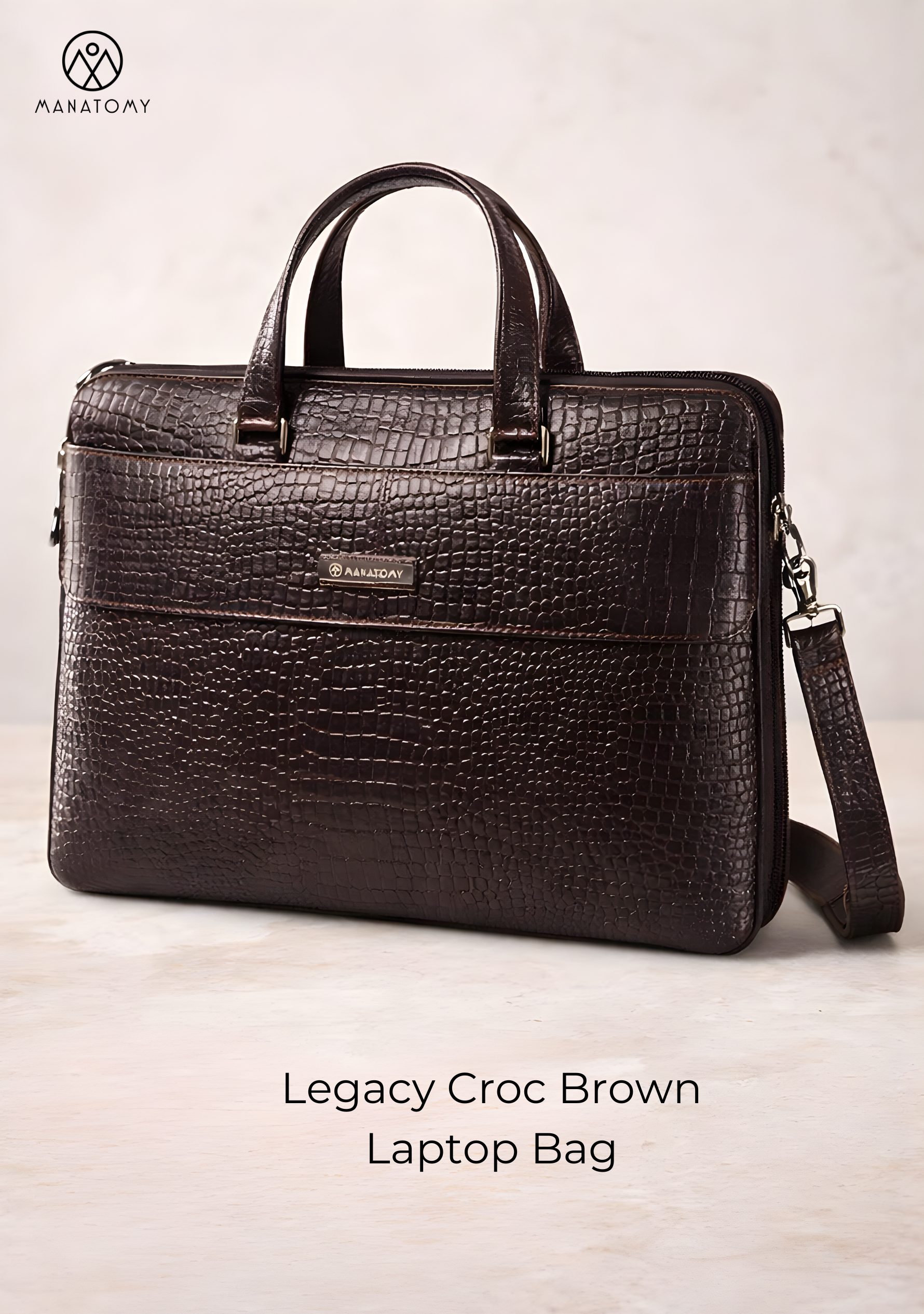Legacy Croc Brown Laptop Bag