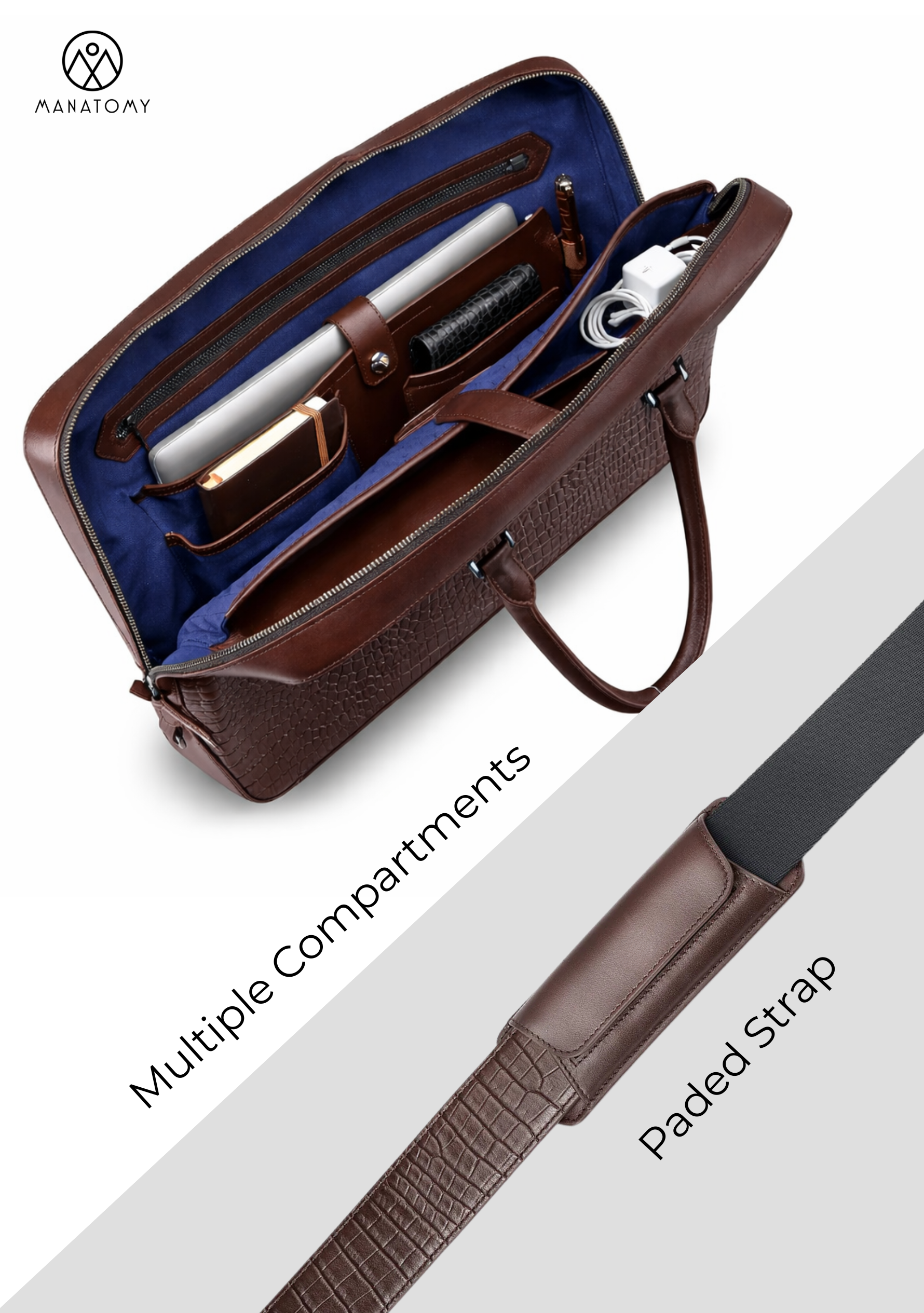 Legacy Croc Brown Laptop Bag