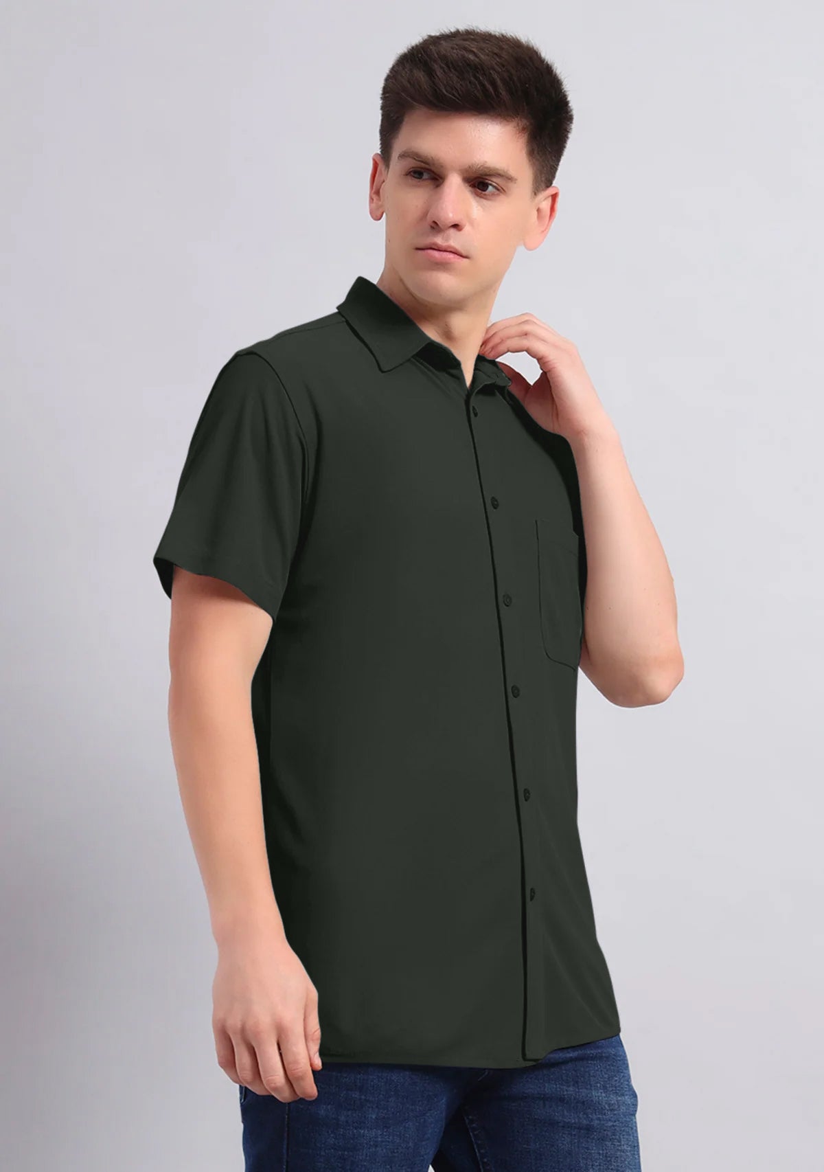 Ripe Olive Half Sleeve Versatile Shirt