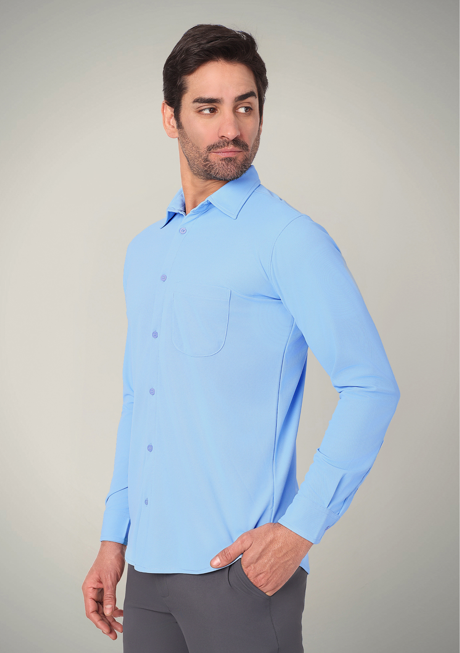 Pastel Blue Full Sleeve Versatile Shirt