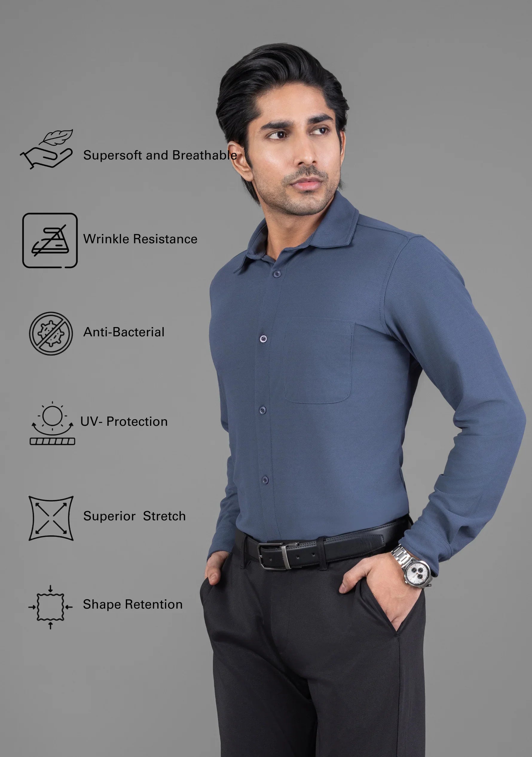 Pearl Grey Full Sleeve Versatile Shirt - The Manatomy