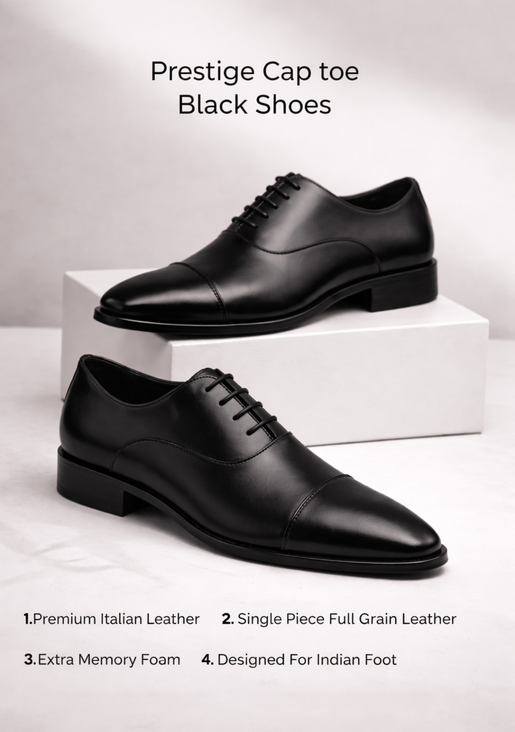 Prestige Cap Toe Black Shoes