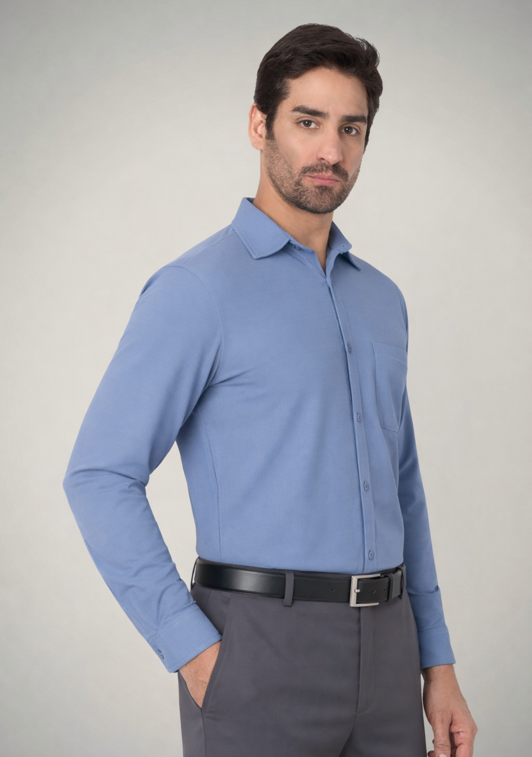 Steel Blue Full Sleeve Versatile Shirt
