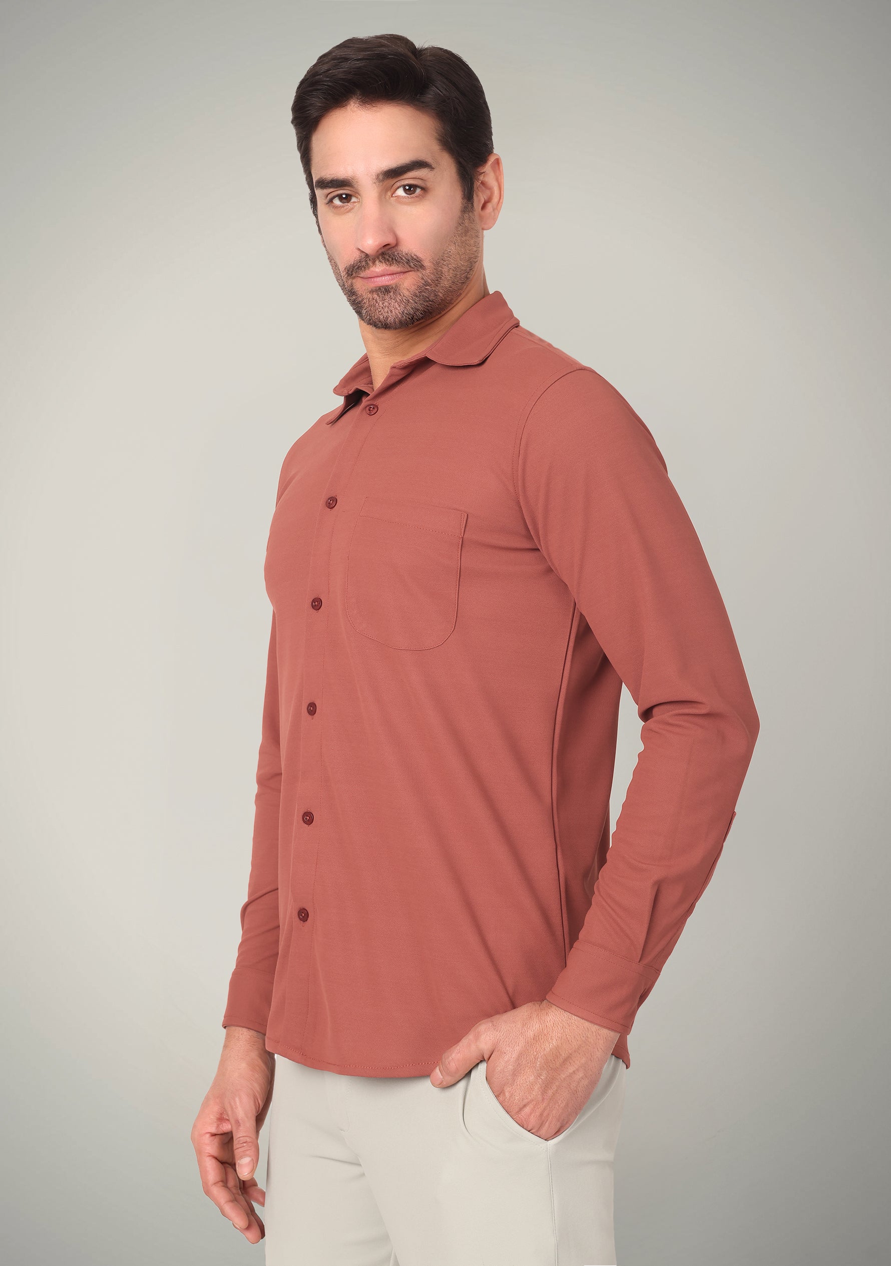 Terracotta Rust Full Sleeve Versatile Shirt