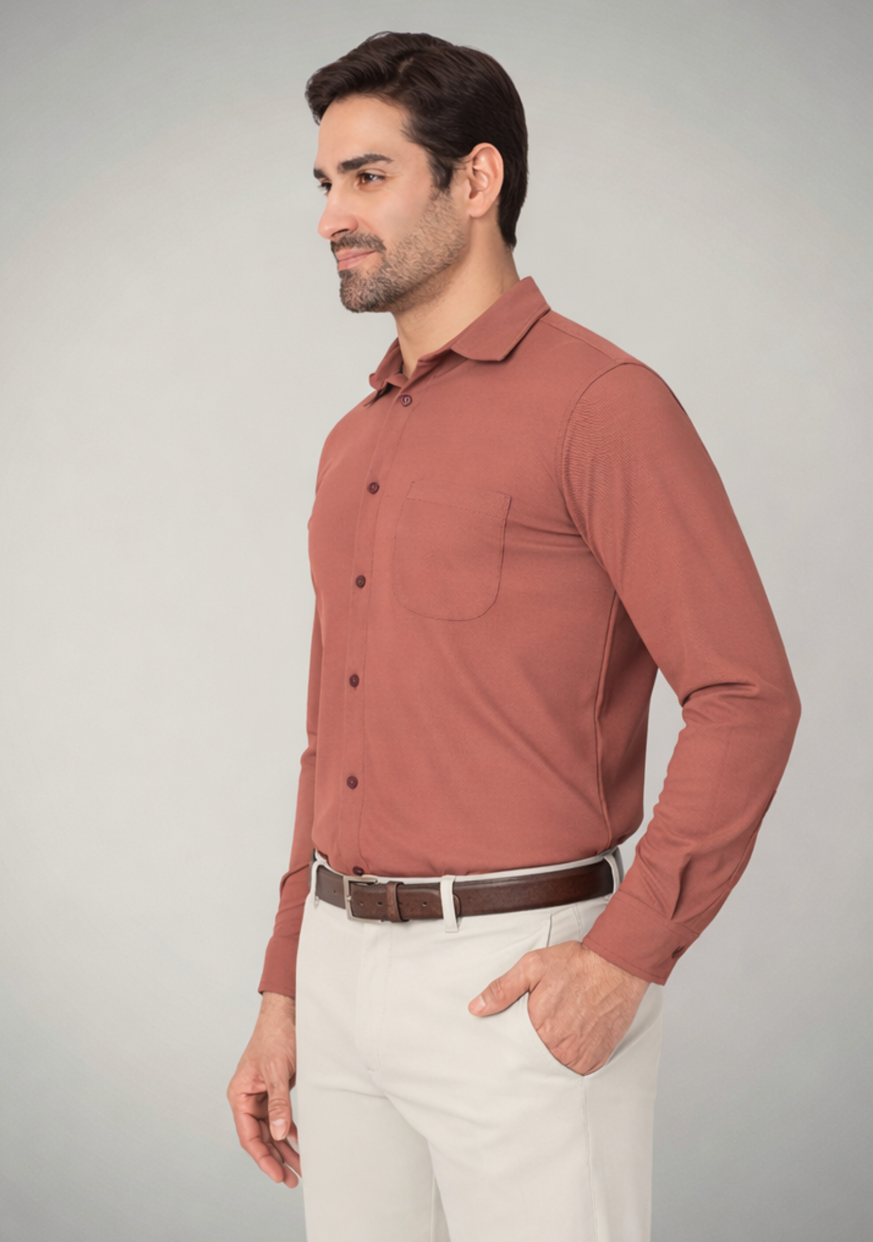 Terracotta Rust Full Sleeve Versatile Shirt