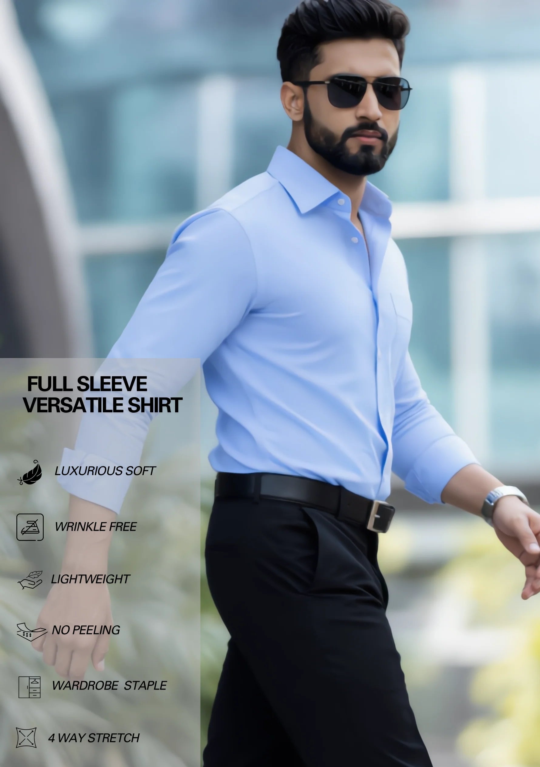The Signature Combo – Sky Blue Shirt + Black Pant