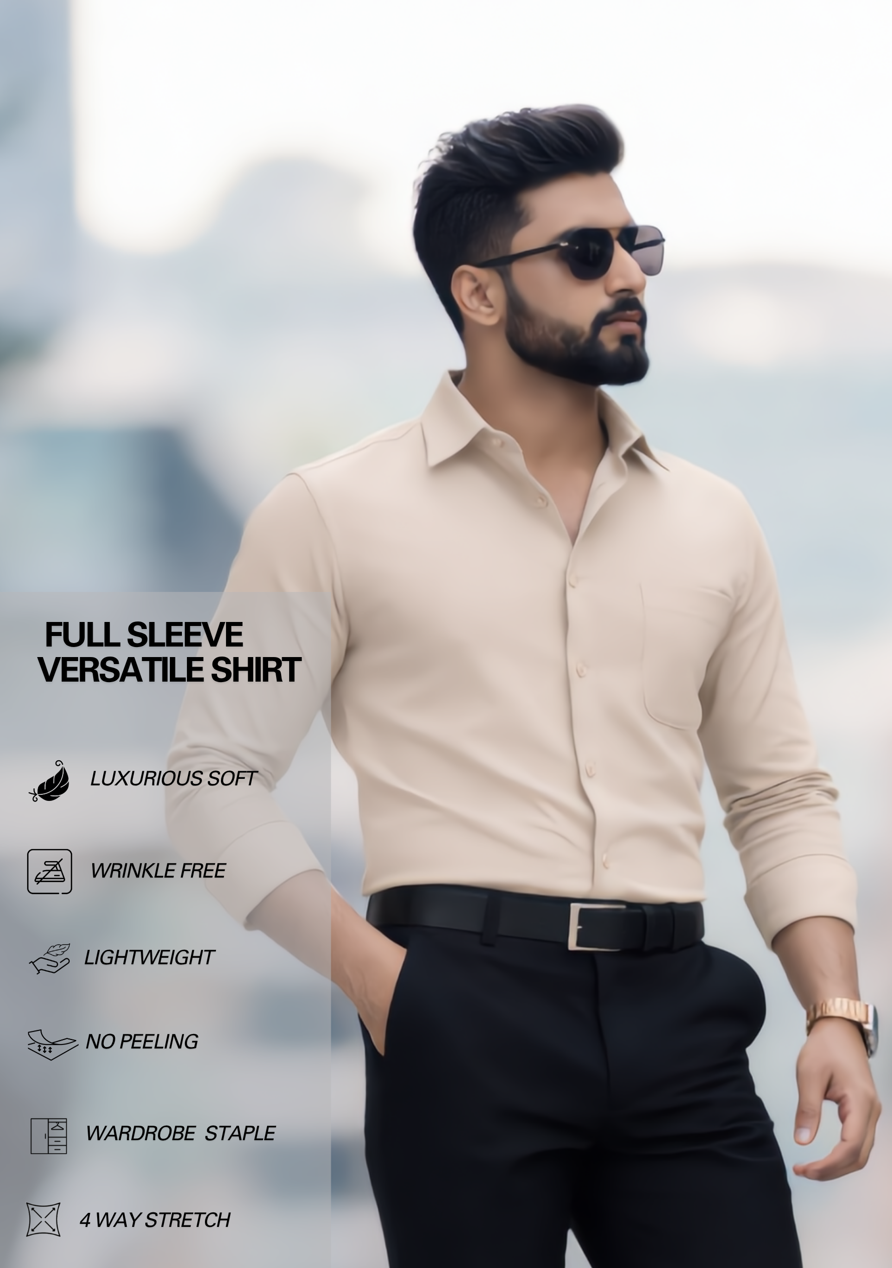 The Signature Combo – Beige Shirt + Black Pant