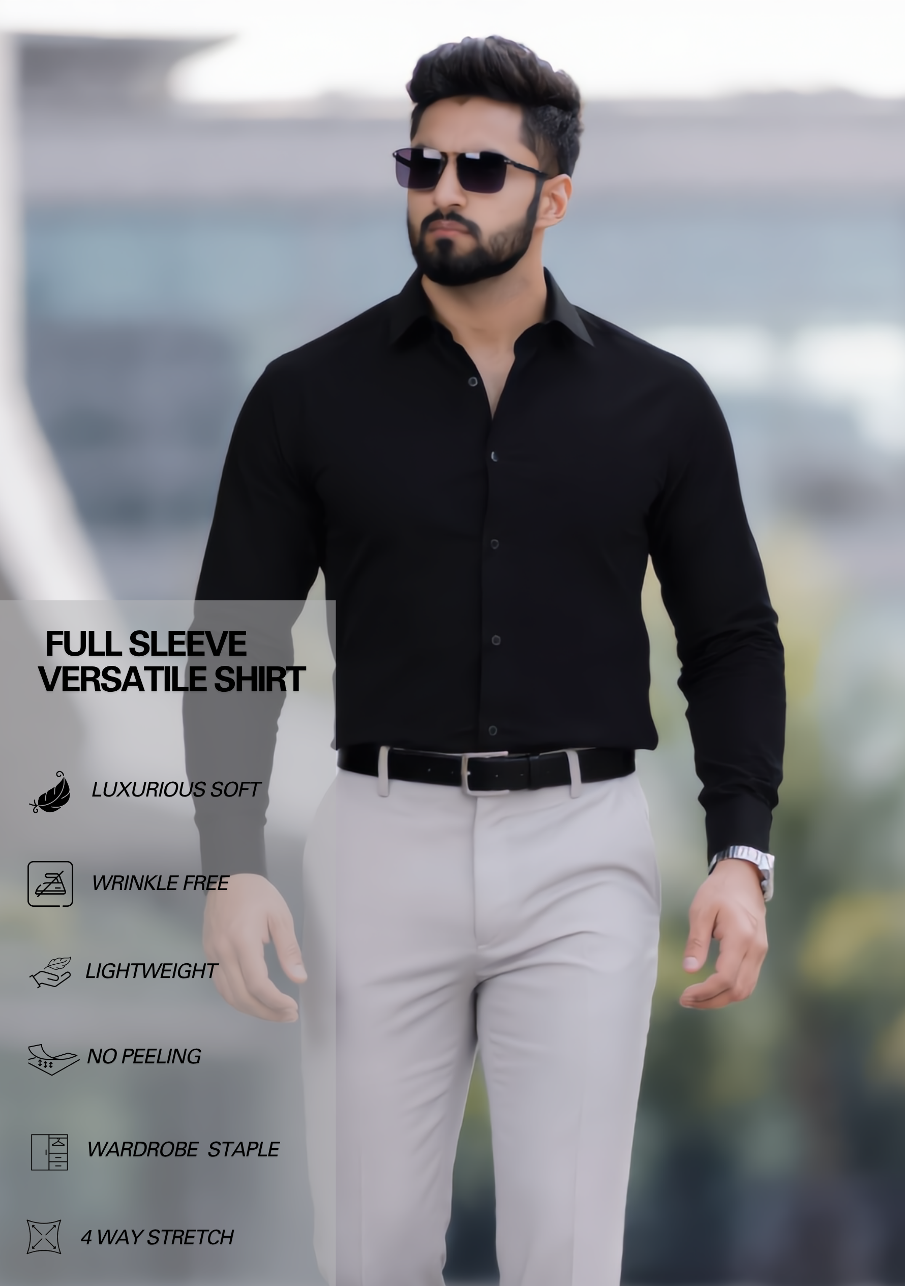 The Signature Combo – Black Shirt + Light Grey Pant