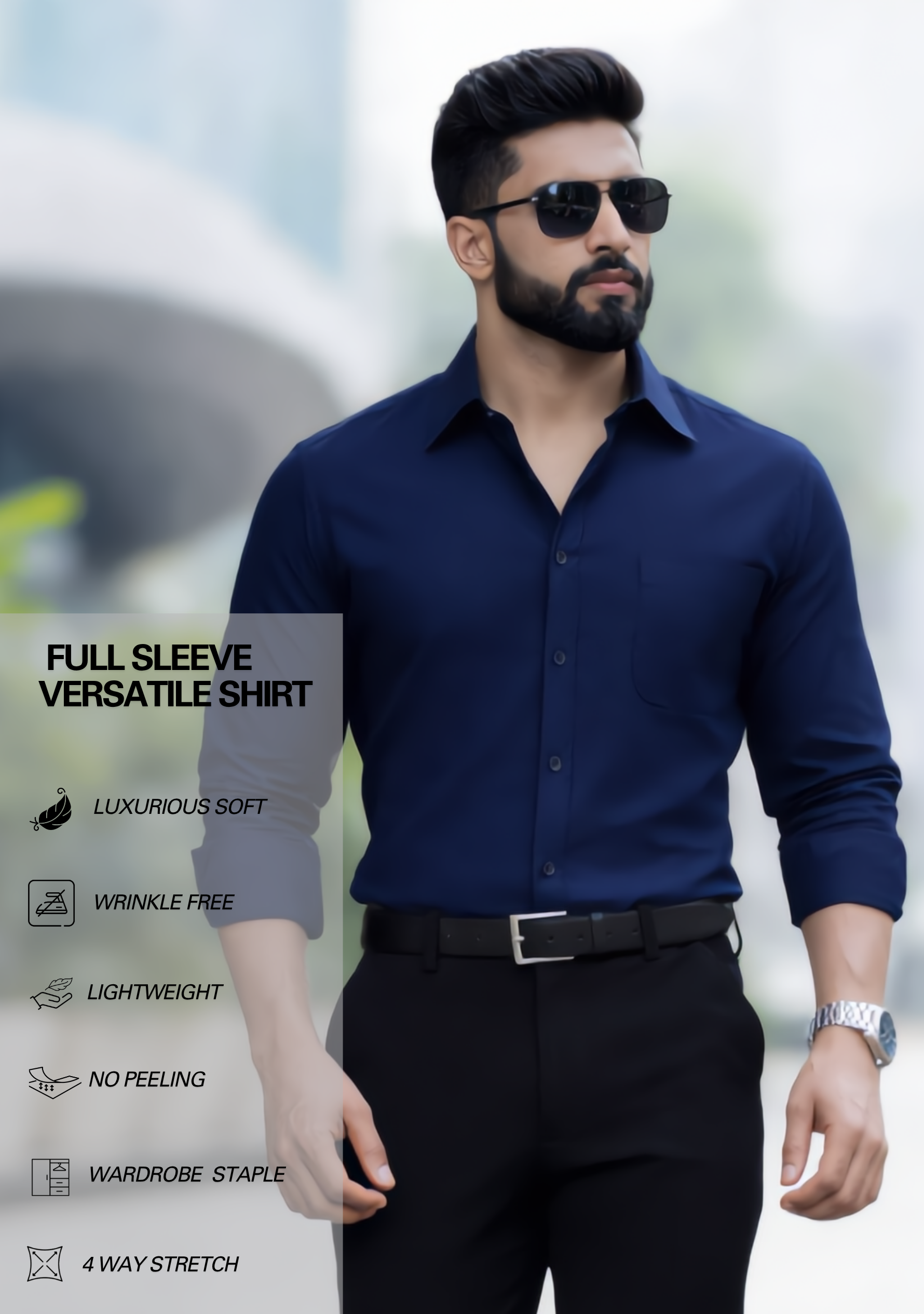The Signature Combo – Blue Shirt + Black Pant