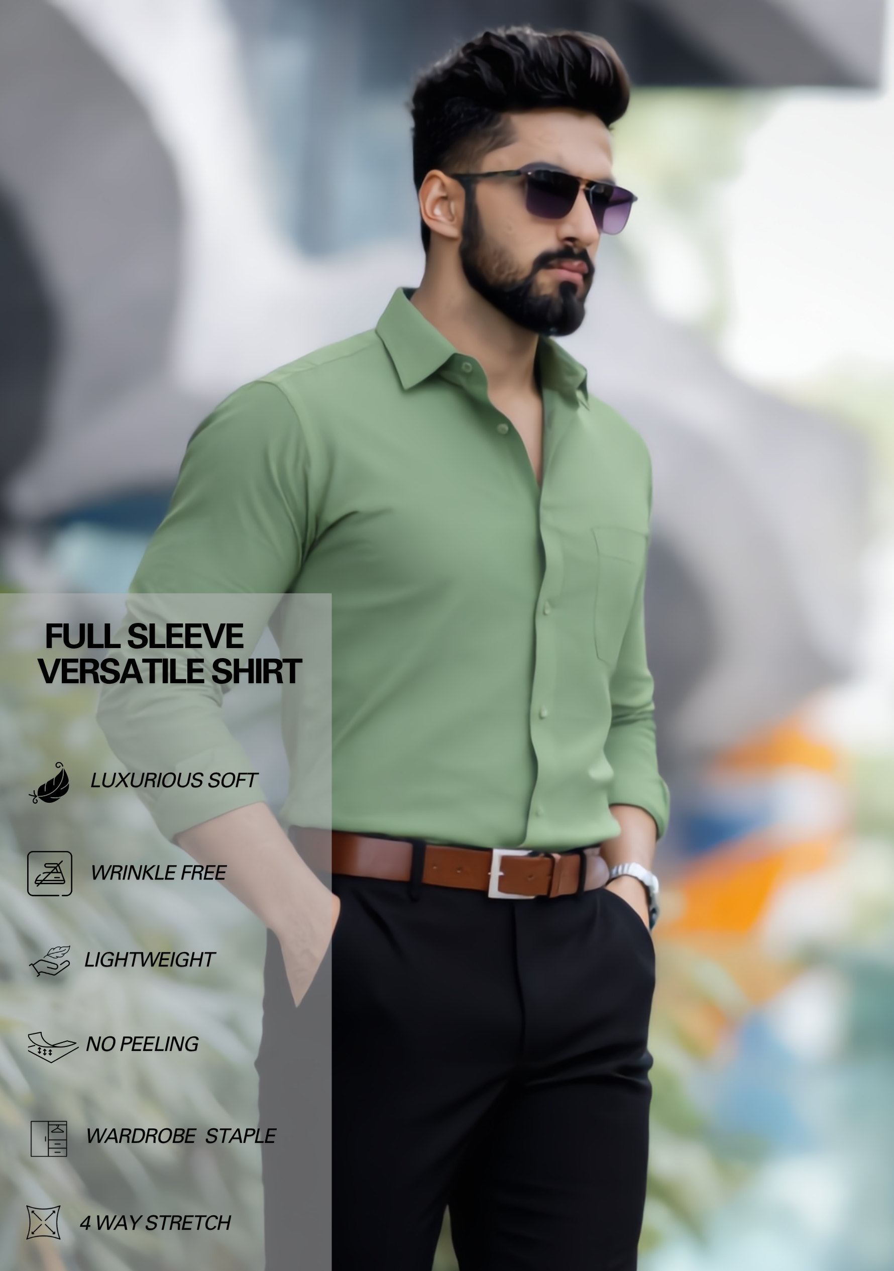 The Signature Combo – Green Shirt + Jet Black Pant