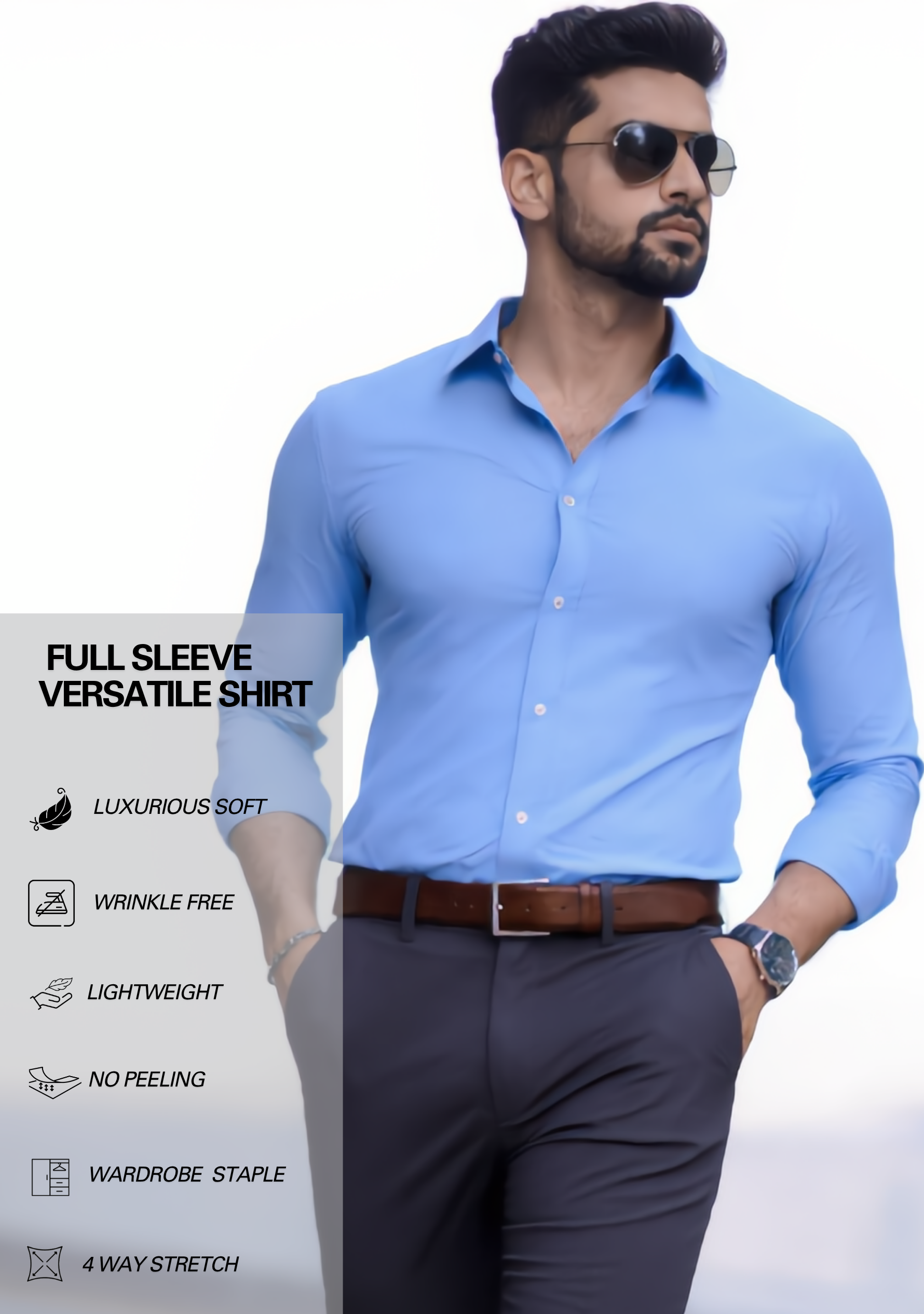 The Signature Combo – Sky Blue Shirt + Grey Pant