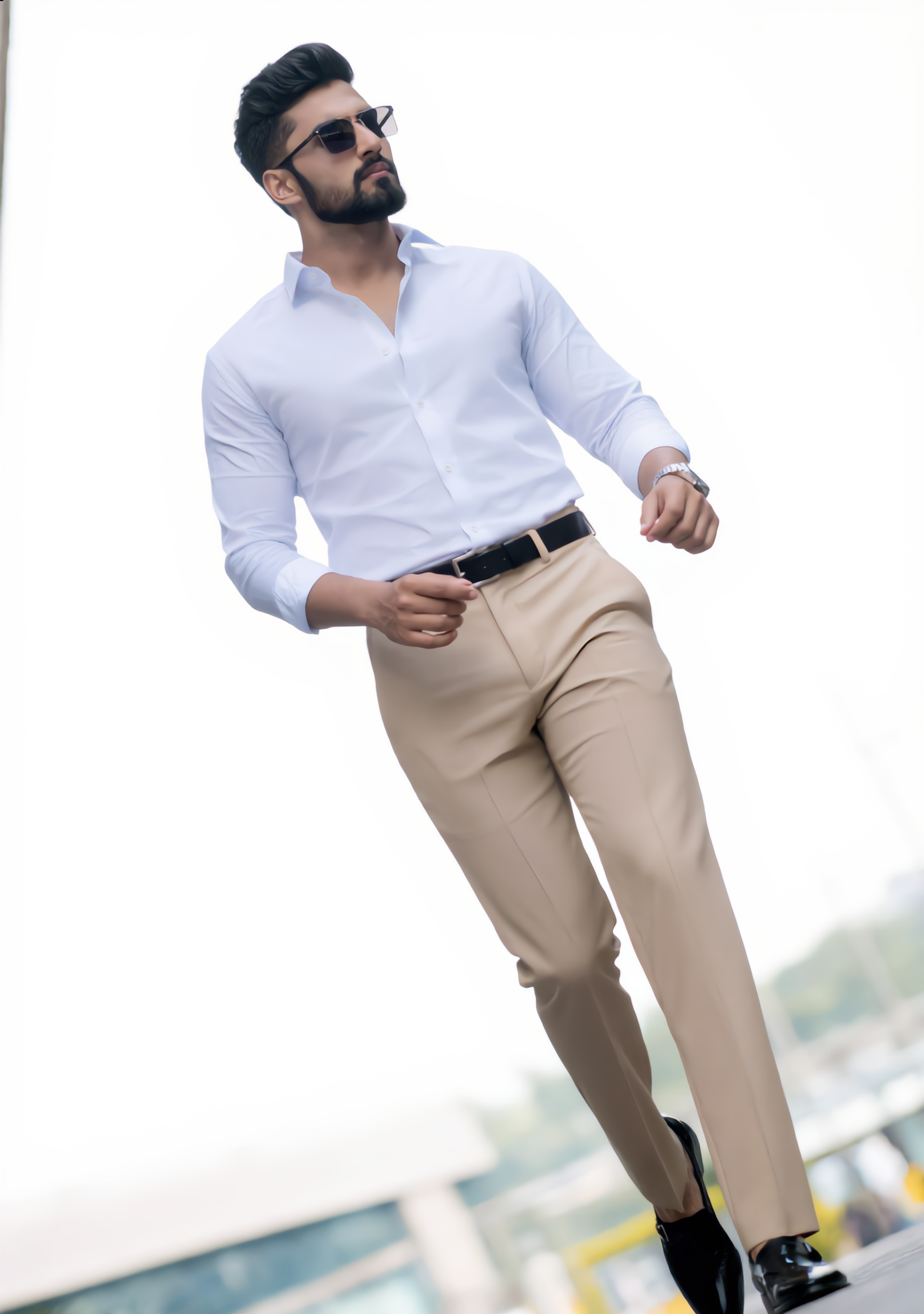 The Signature Combo – White Shirt + Beige Pant