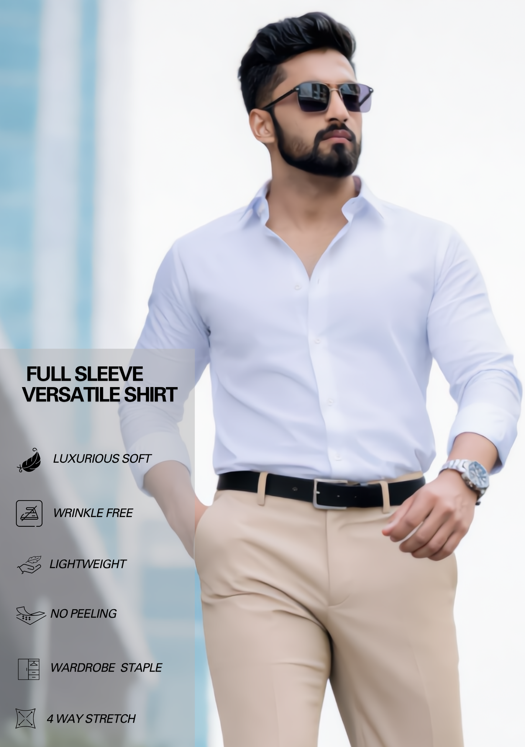 The Signature Combo – White Shirt + Beige Pant