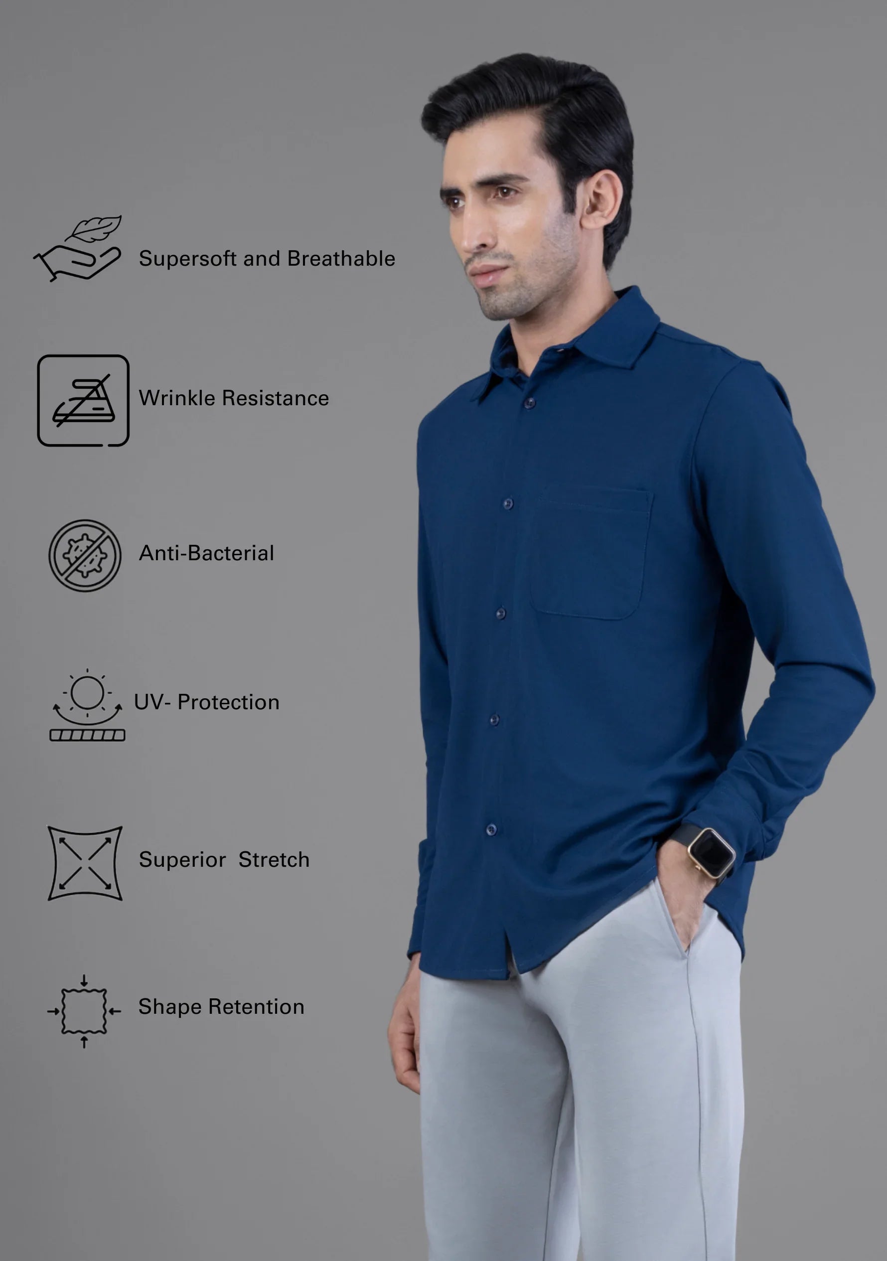 True Navy Full Sleeve Versatile Shirt - The Manatomy