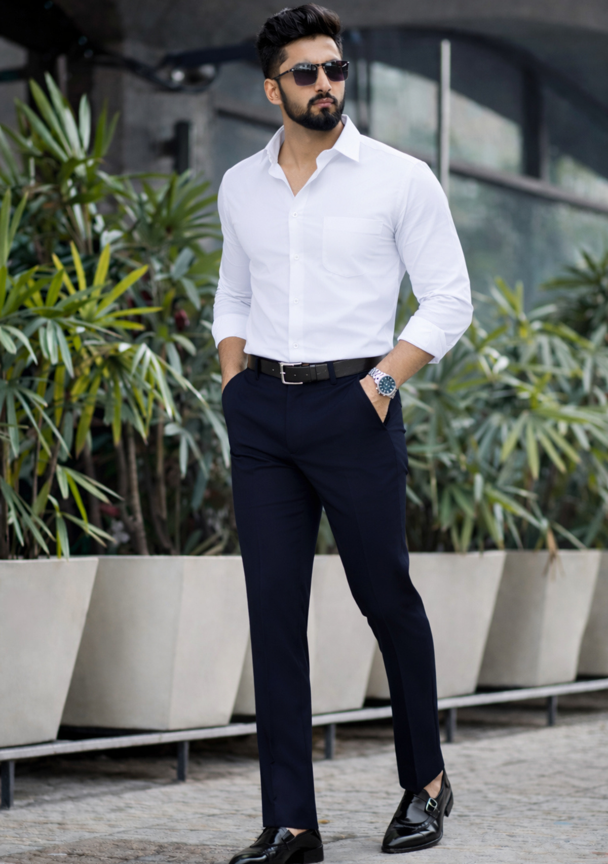 blue dress pants shirt combo The Signature – White + Pant Size:EU 43 / US 9.5-10 through welt pockets Finished SKU|M-ML05102-BLK02 Limited Edition Zara Dark