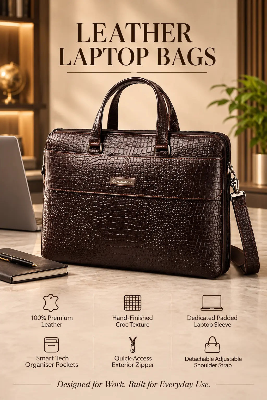Leather laptop bags for men