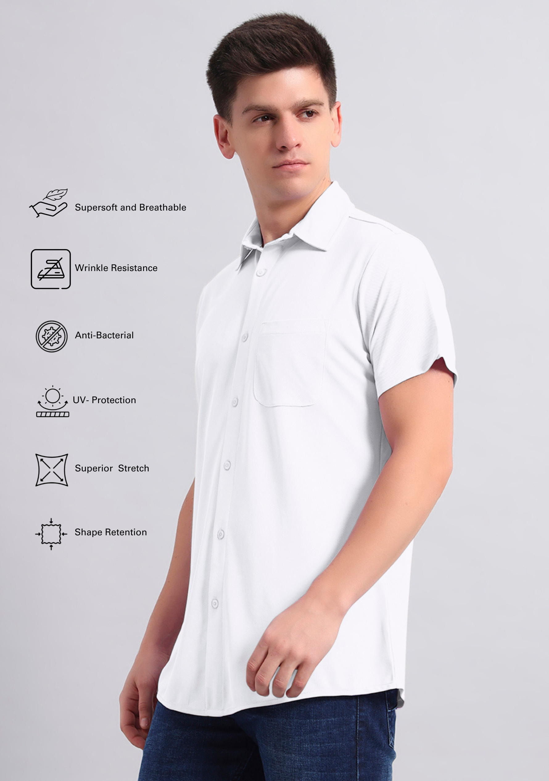 Crisp White Half Sleeve Versatile Shirt