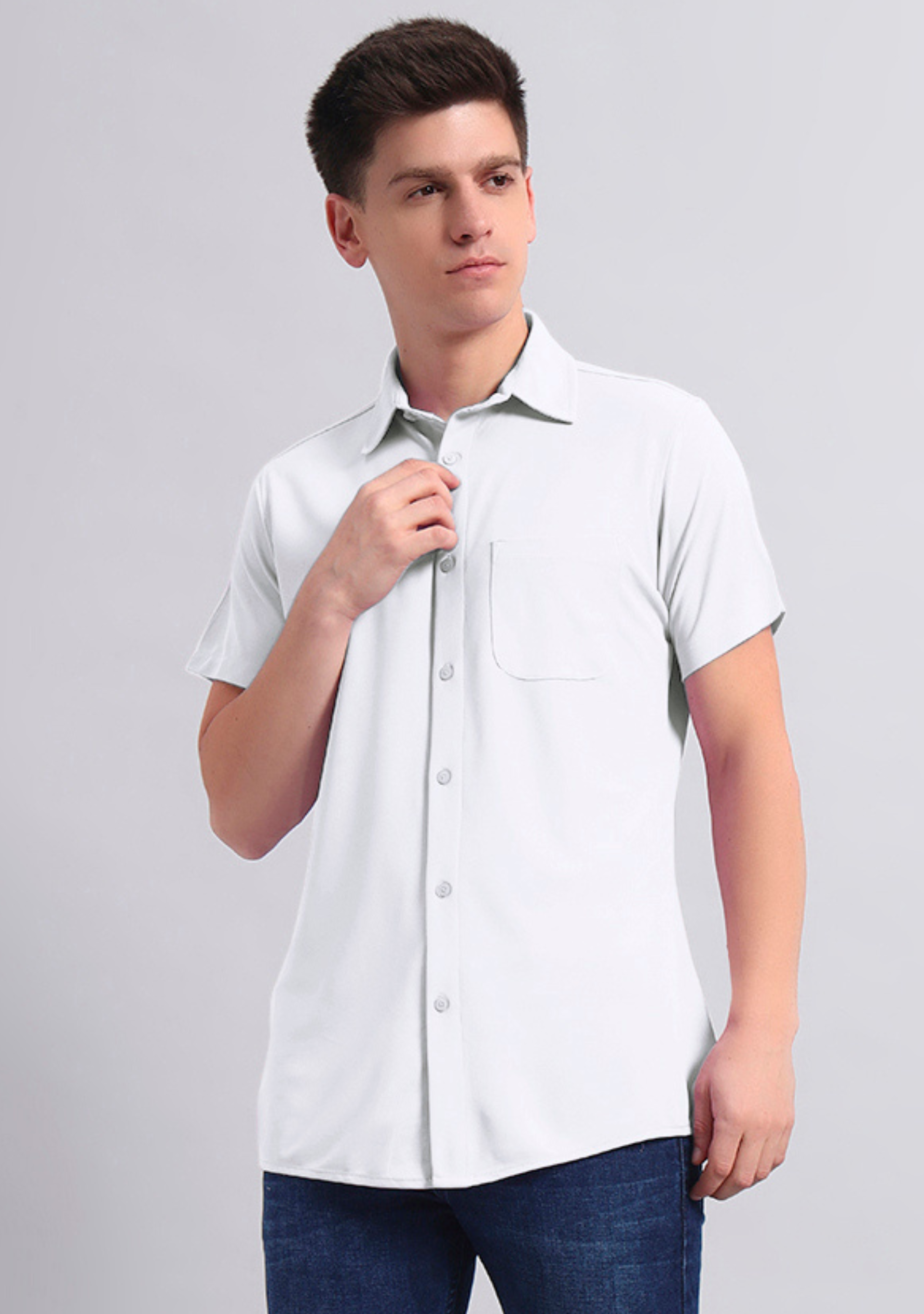 Crisp White Half Sleeve Versatile Shirt