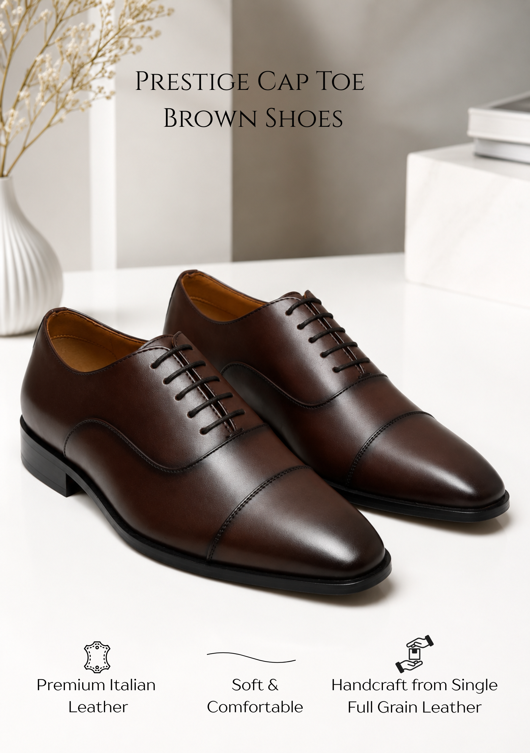 Prestige Cap Toe Combo Brown Shoes & Belt