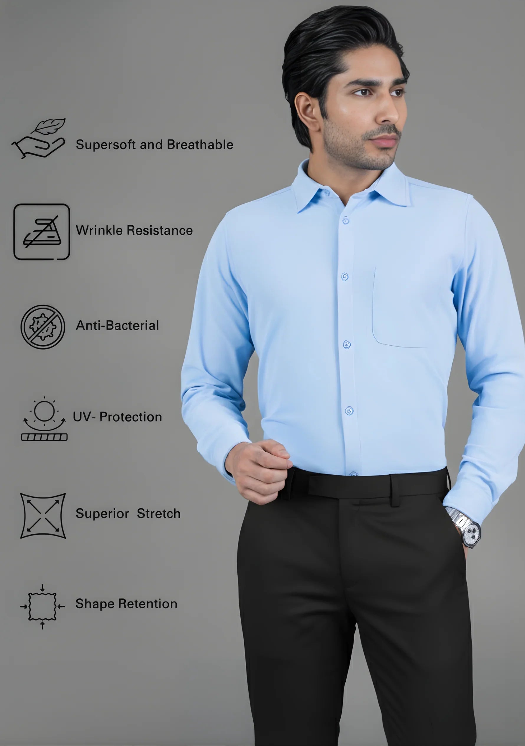 Pastel Blue Full Sleeve Versatile Shirt - The Manatomy
