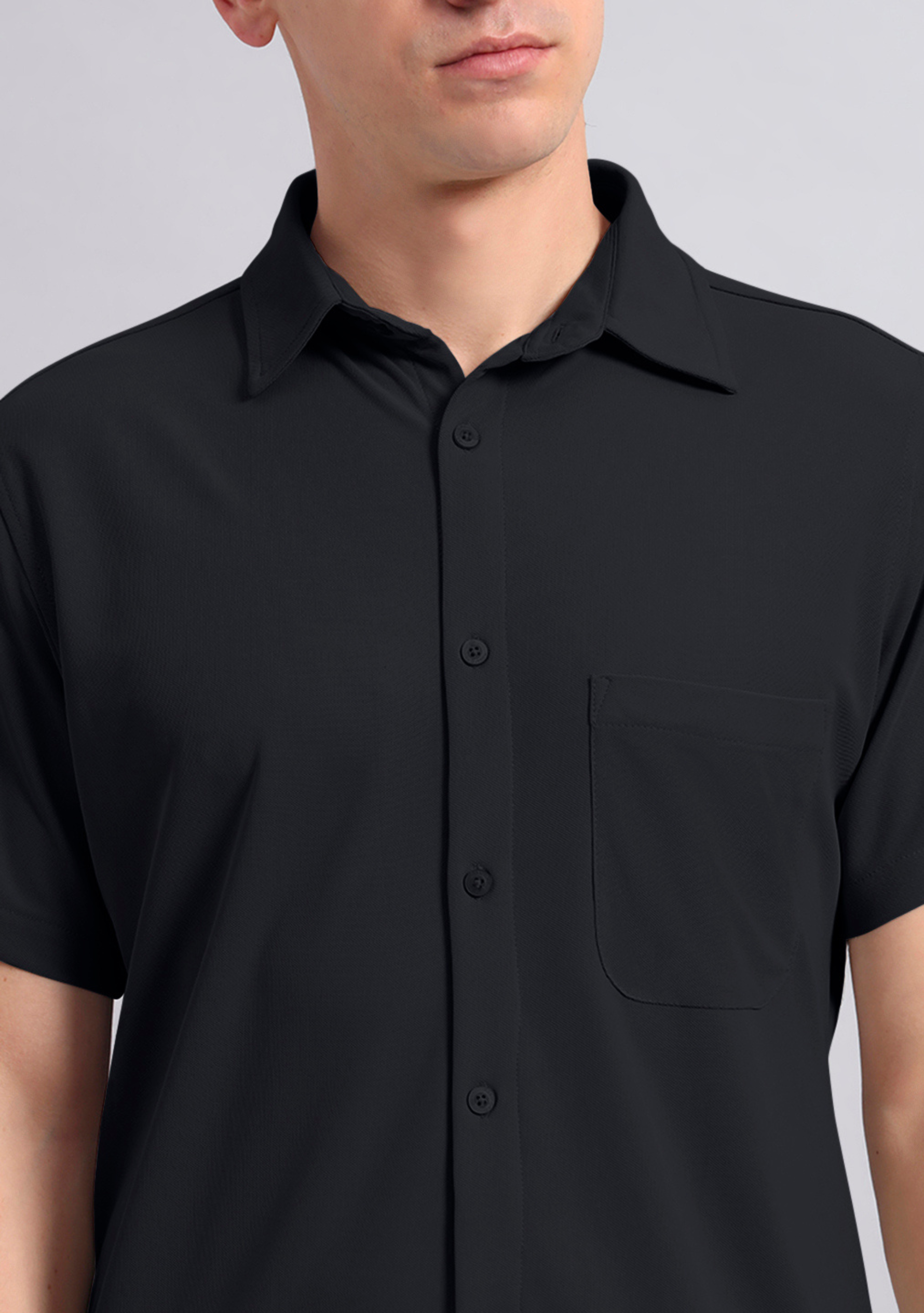 Jet Black Half Sleeve Versatile Shirt