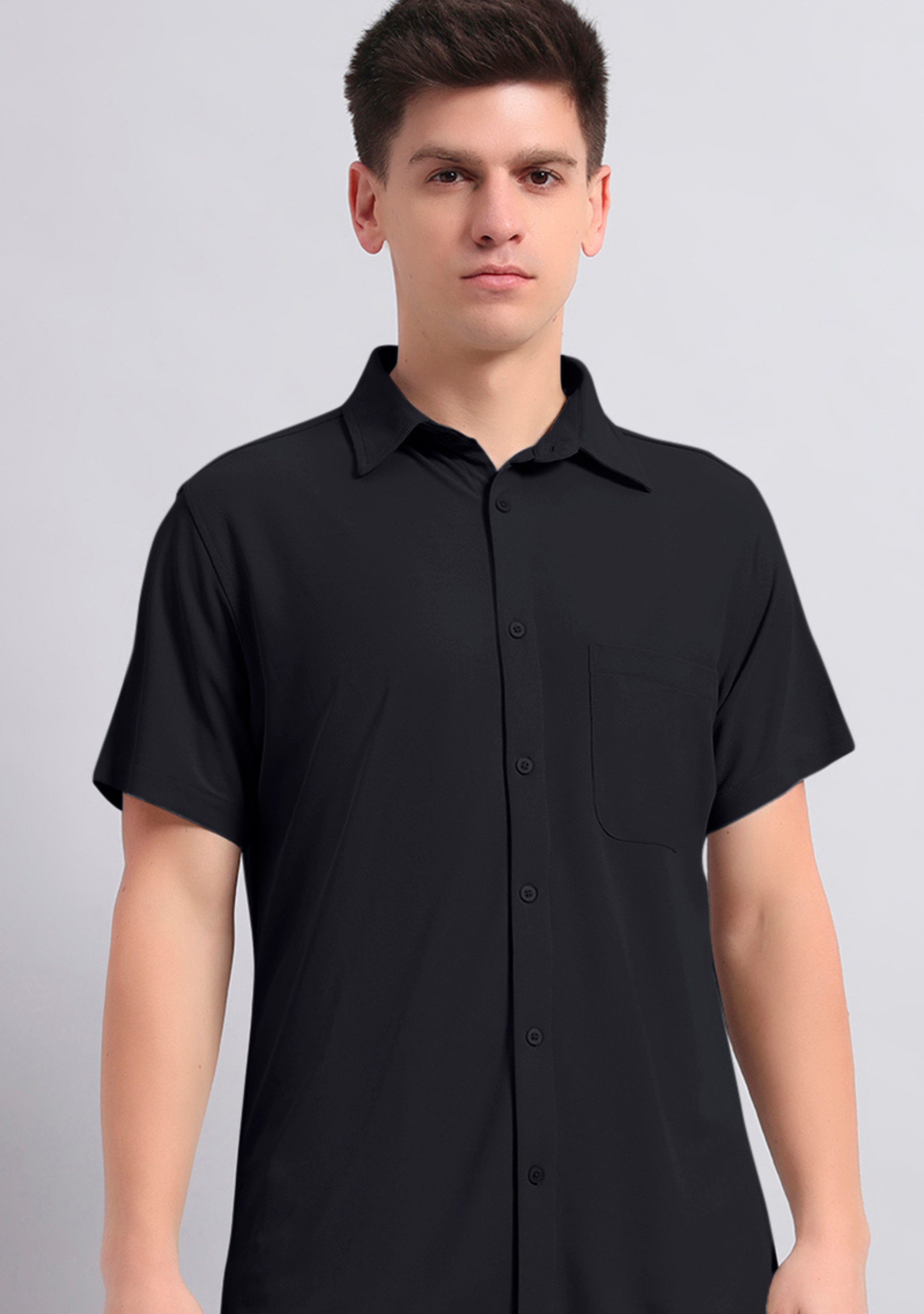 Jet Black Half Sleeve Versatile Shirt