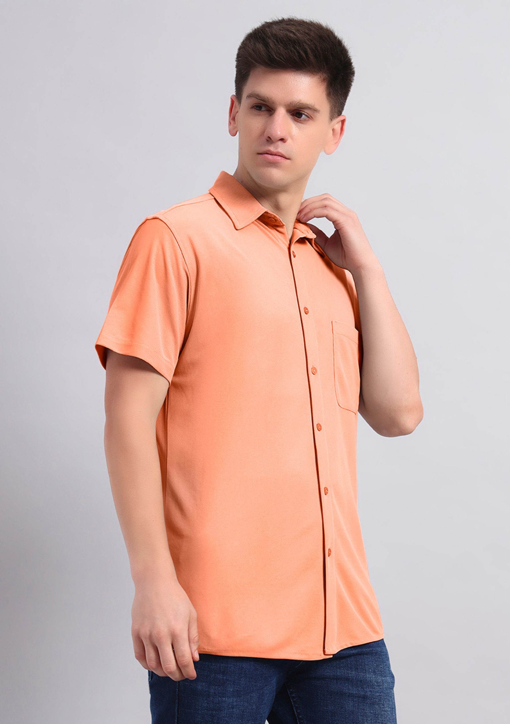 Light Salmon Half Sleeve Versatile Shirt