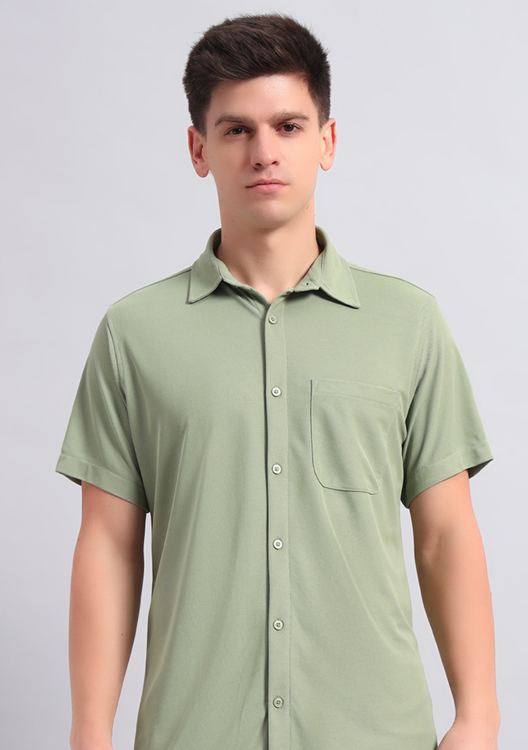 Laurel Green Half Sleeve Versatile Shirt